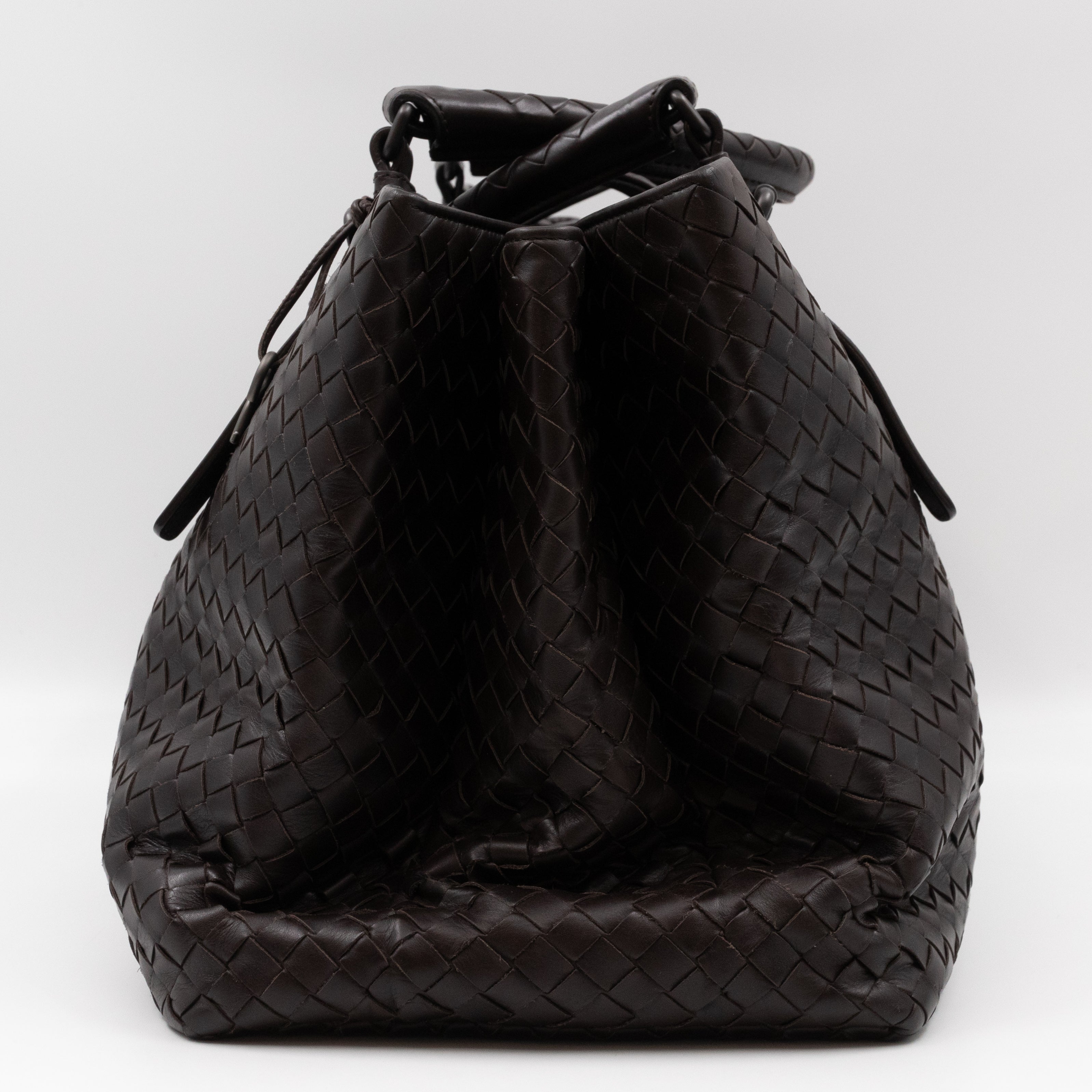 Roma Large Intrecciato Brown Leather