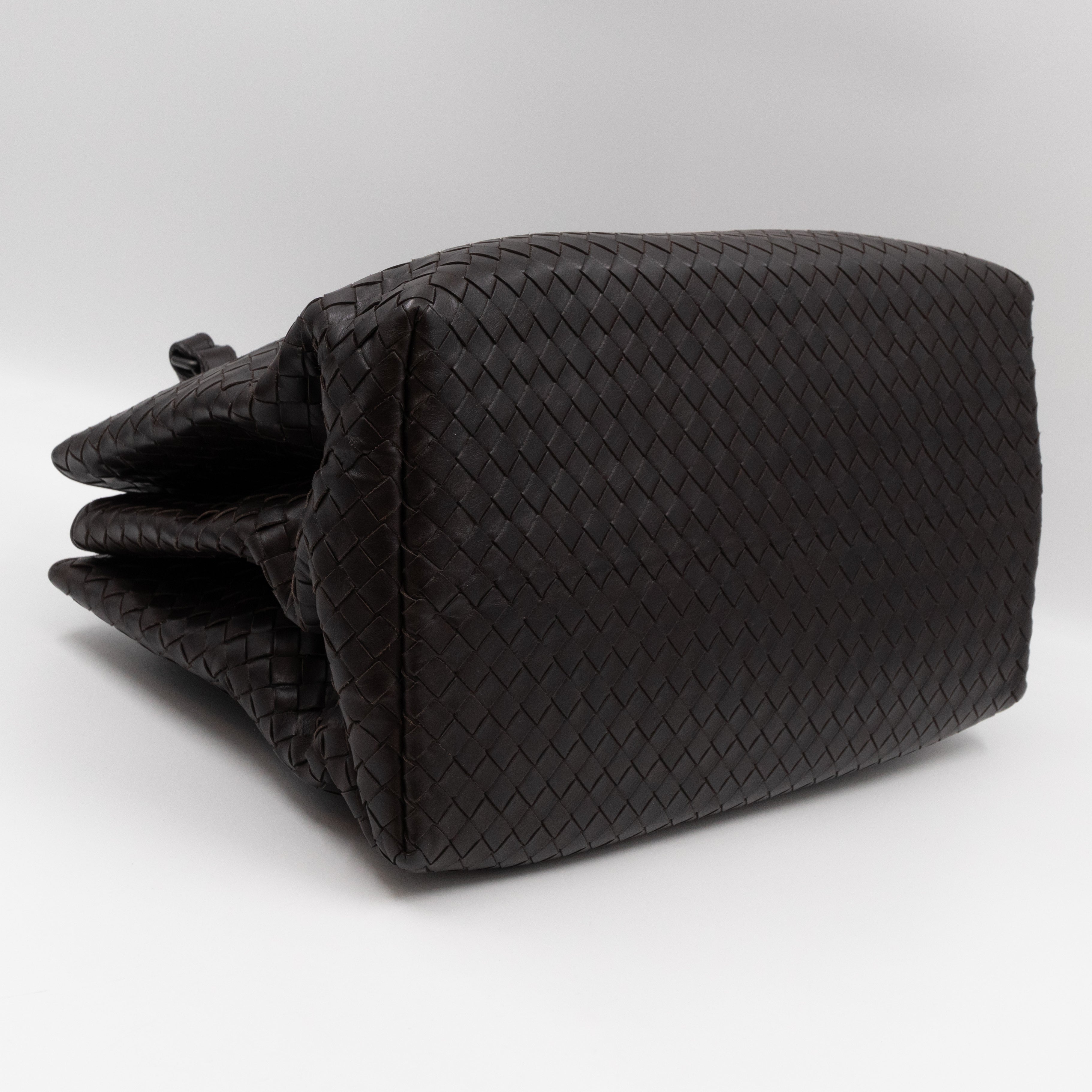 Roma Large Intrecciato Brown Leather