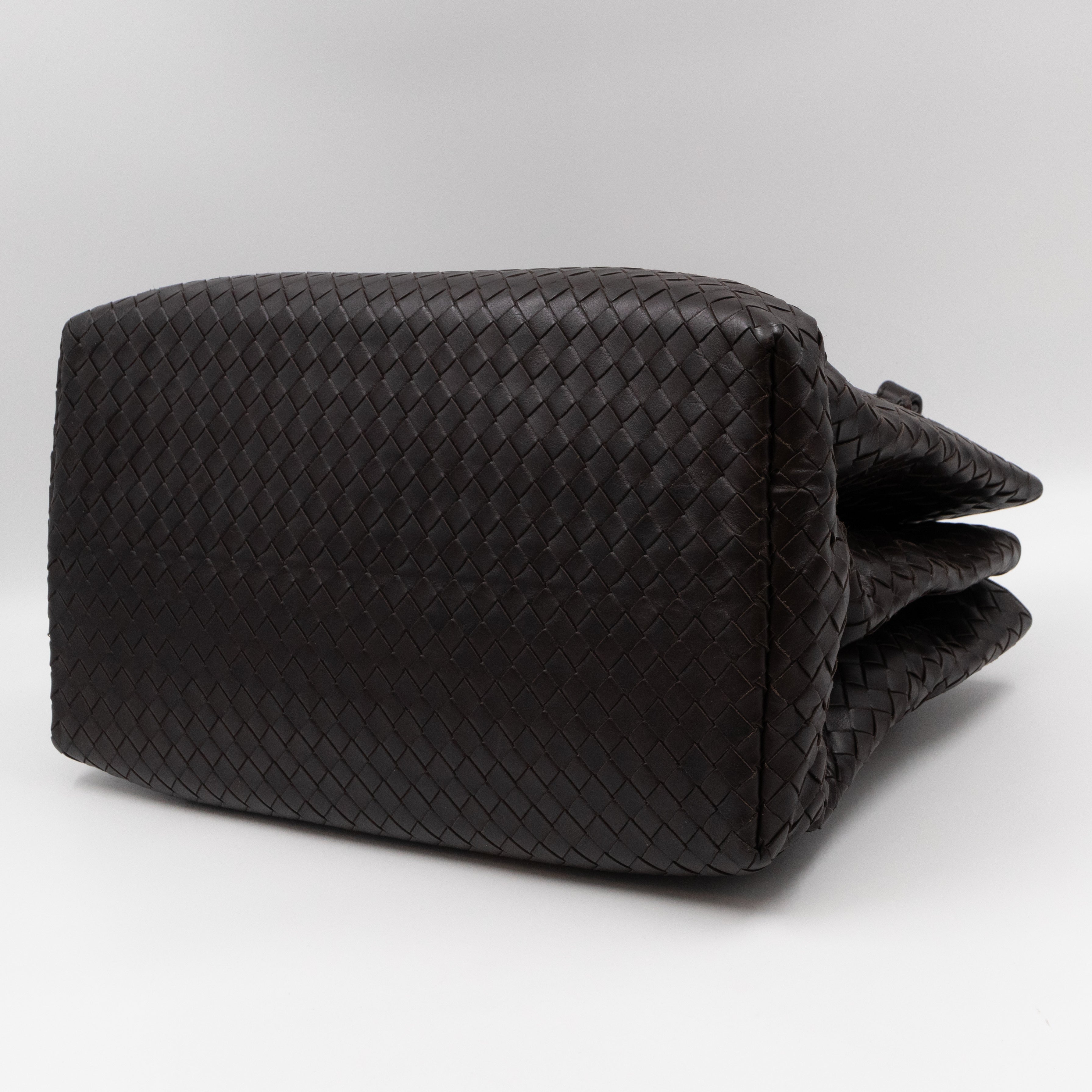 Roma Large Intrecciato Brown Leather