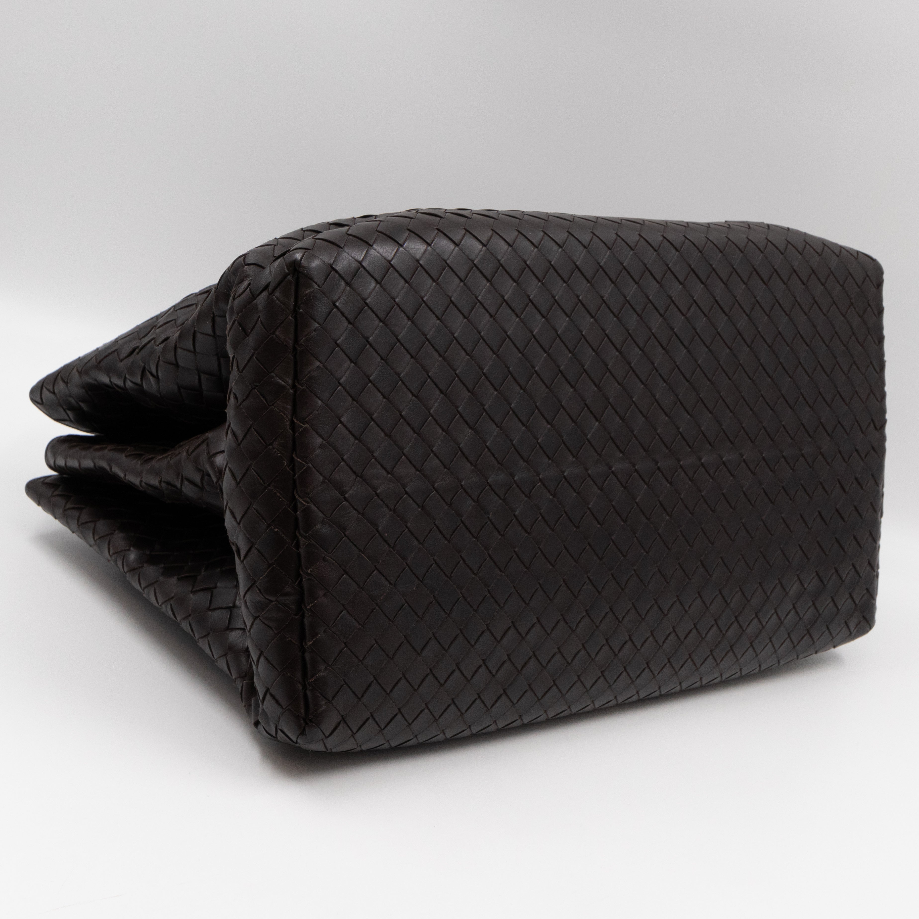 Roma Large Intrecciato Brown Leather