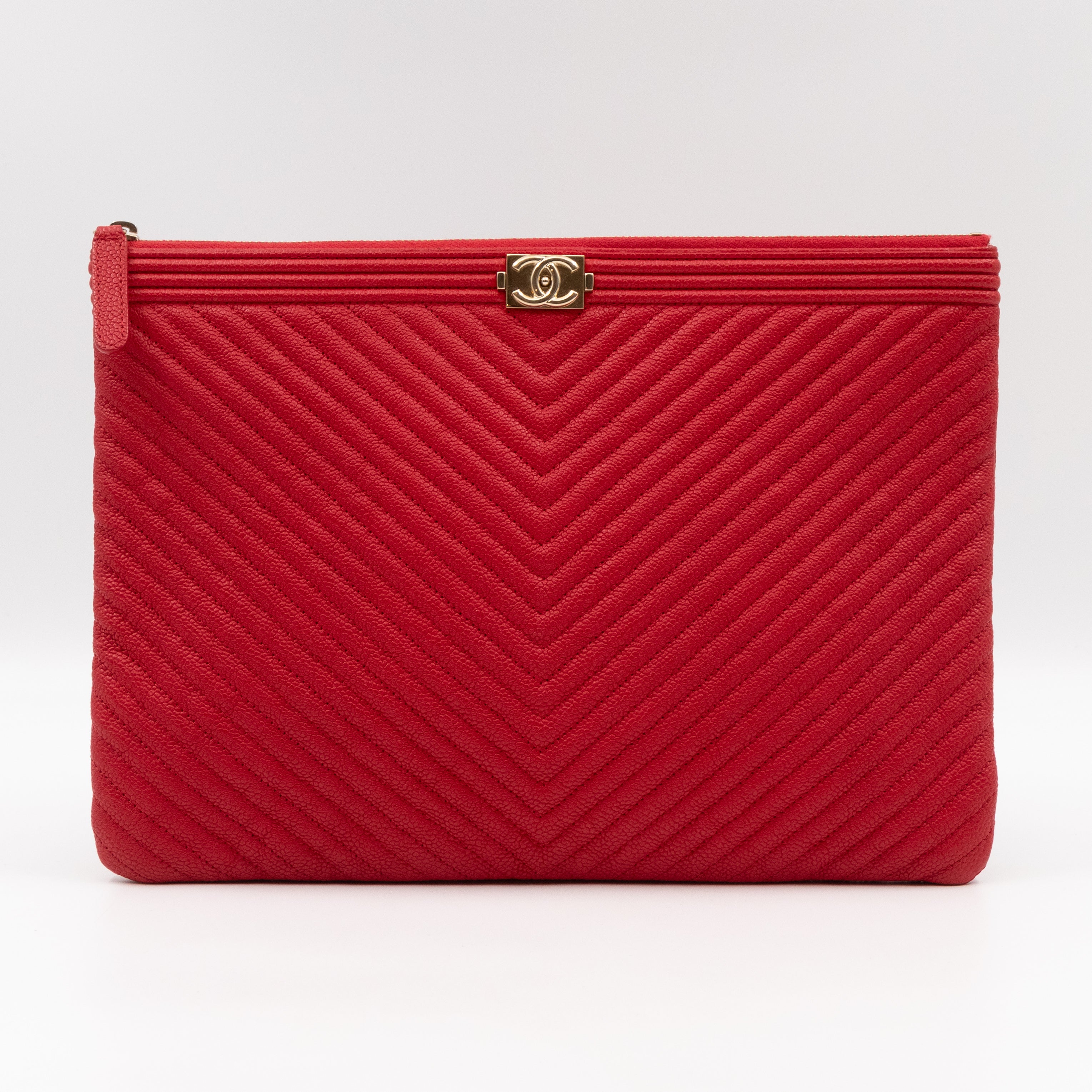 Medium O Case Boy Red Caviar Chevron