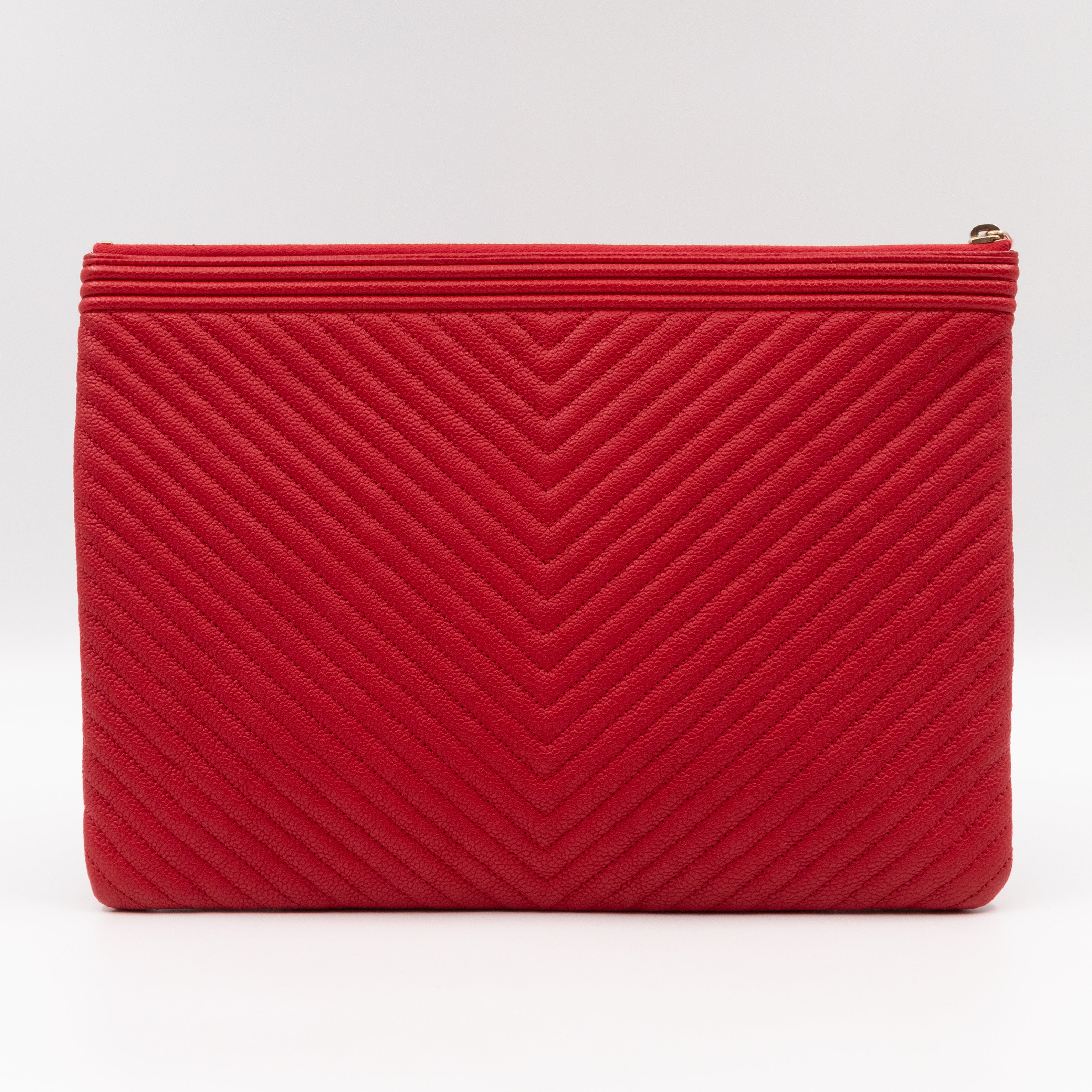 Medium O Case Boy Red Caviar Chevron