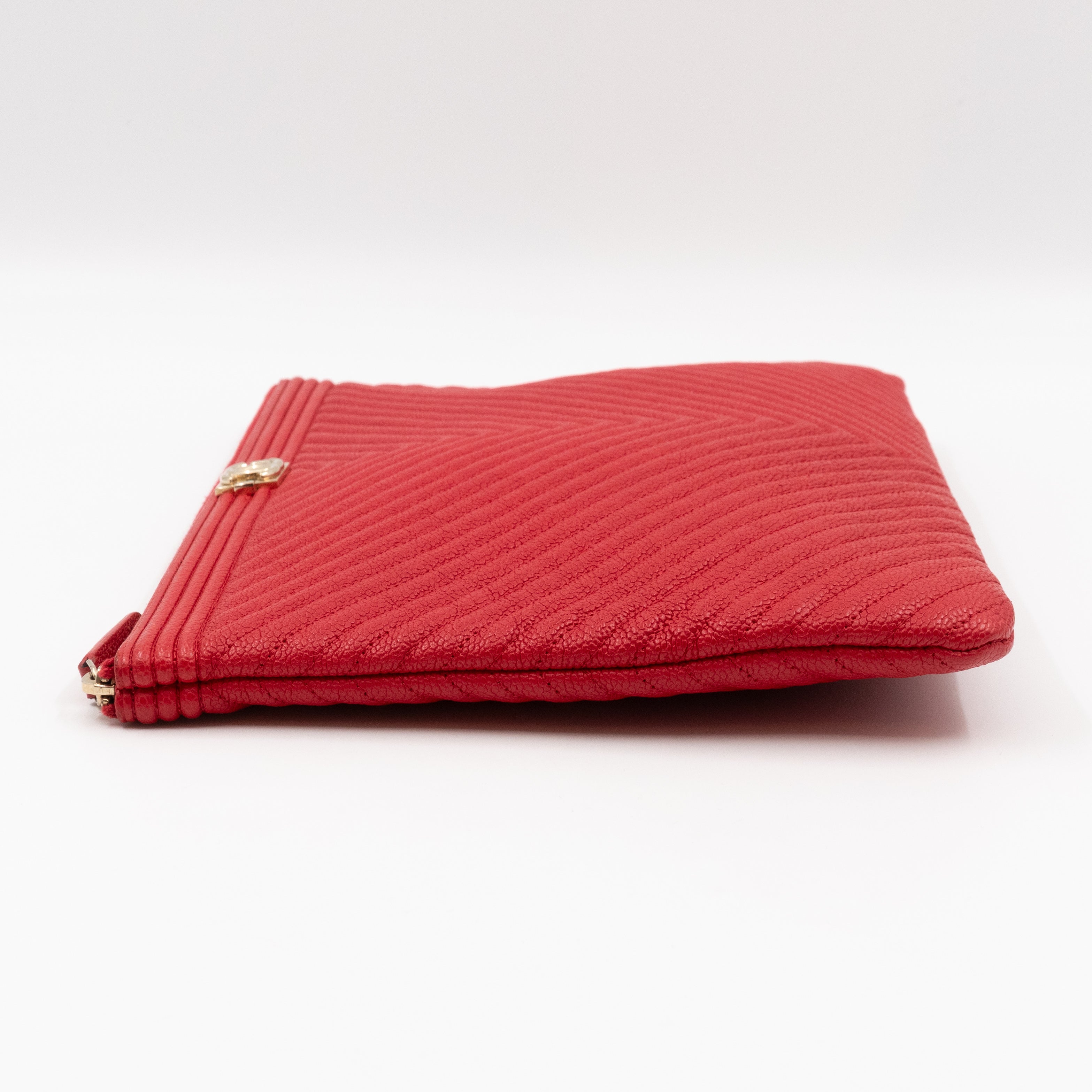 Medium O Case Boy Red Caviar Chevron