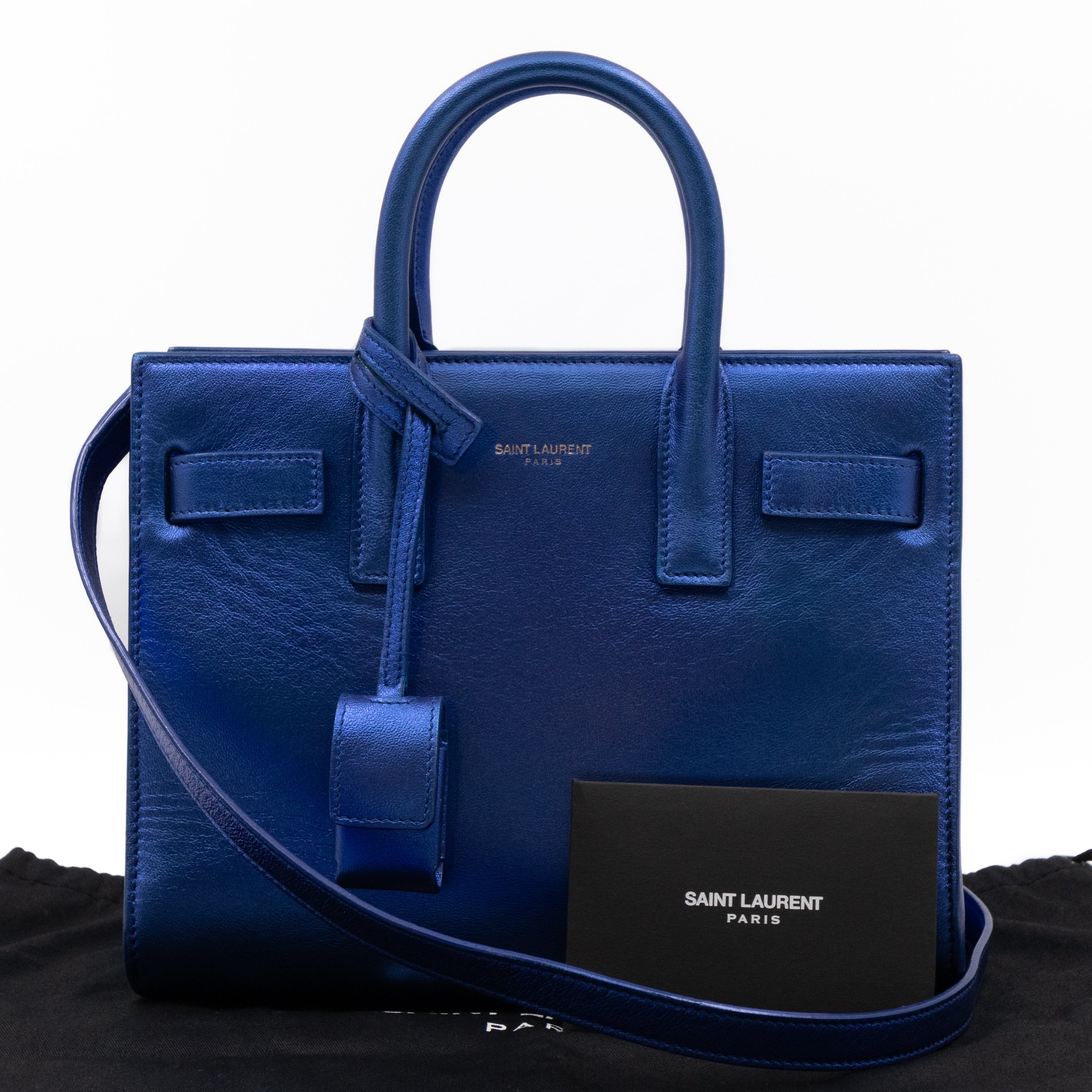Sac de Jour Nano Blue Metallic Leather