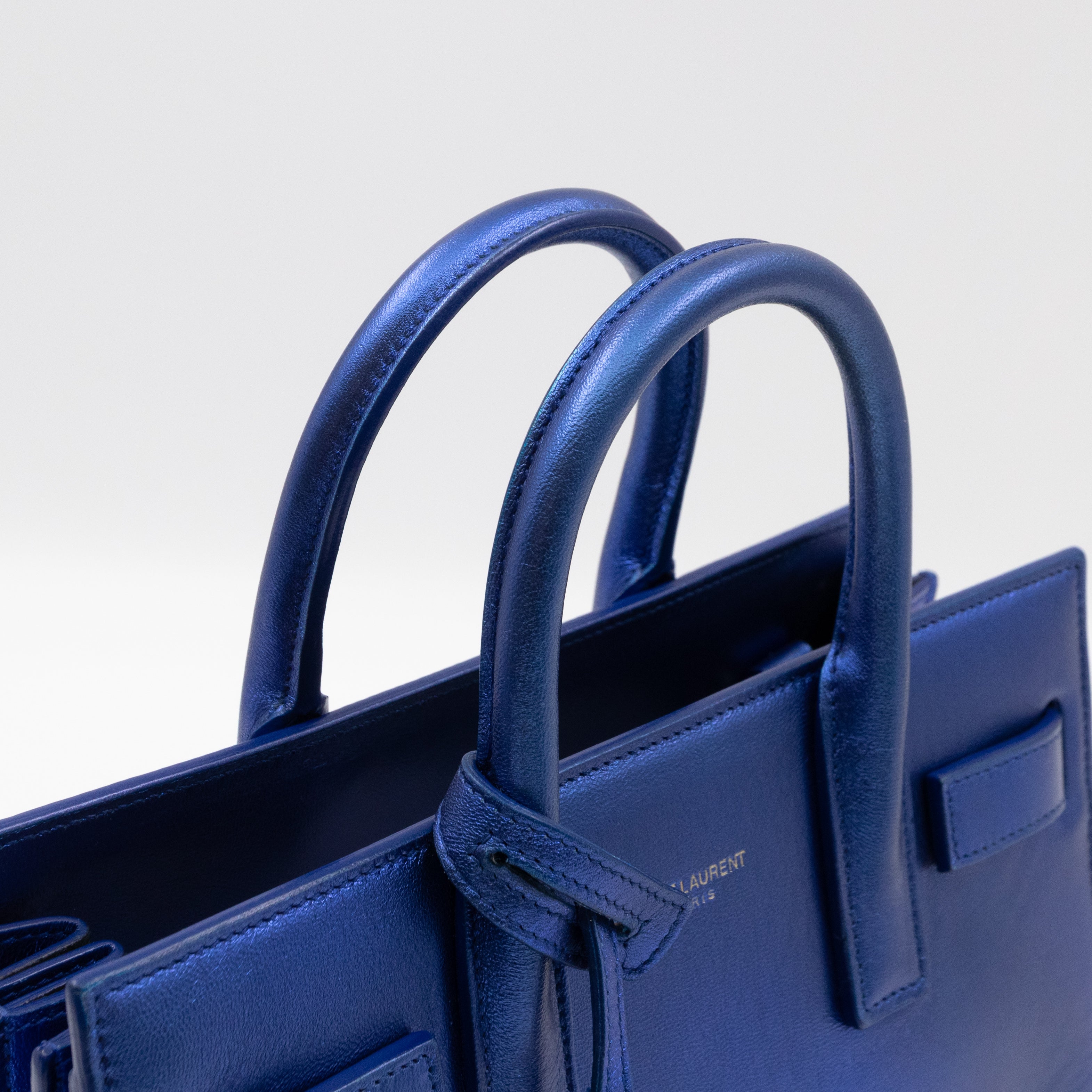 Sac de Jour Nano Blue Metallic Leather