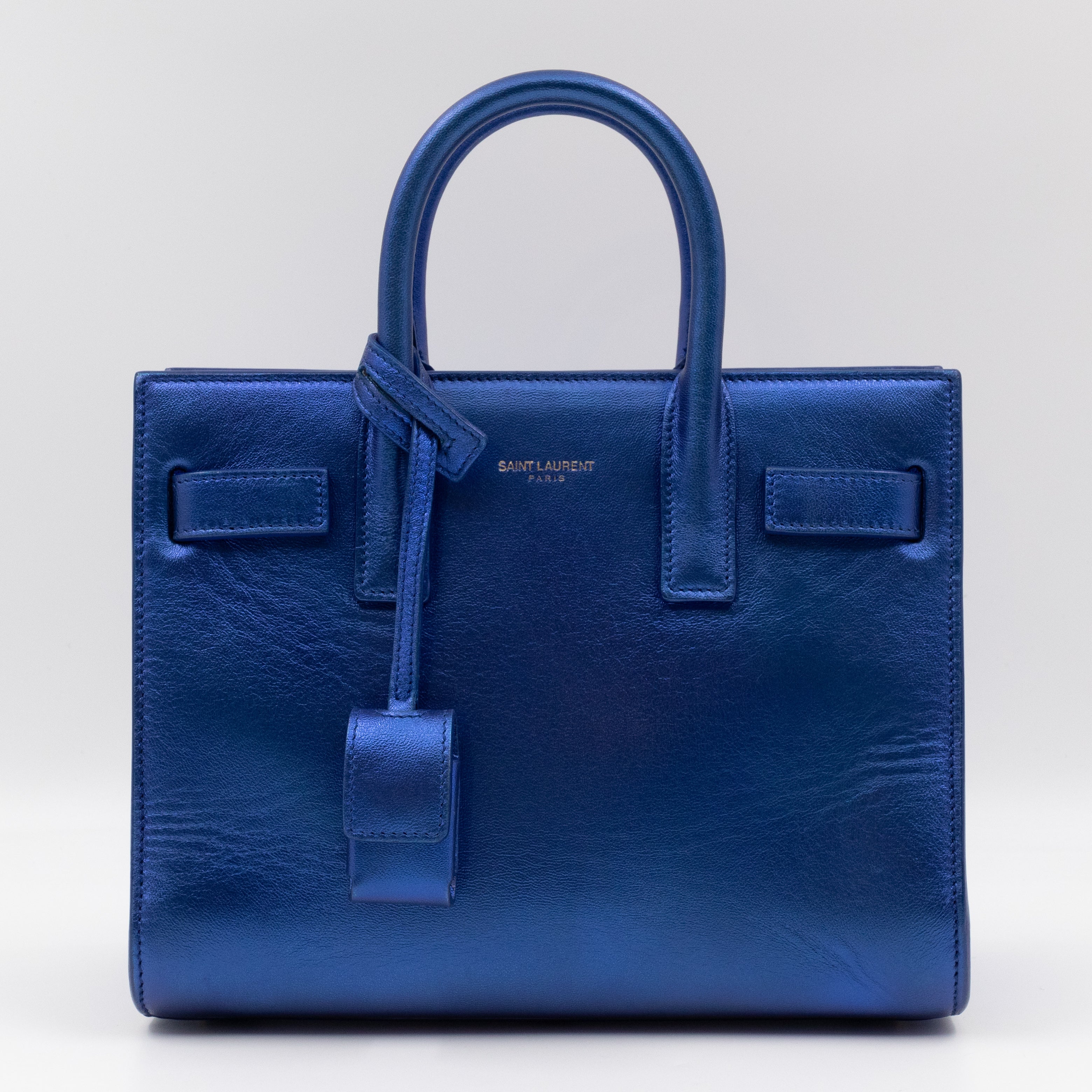 Sac de Jour Nano Blue Metallic Leather