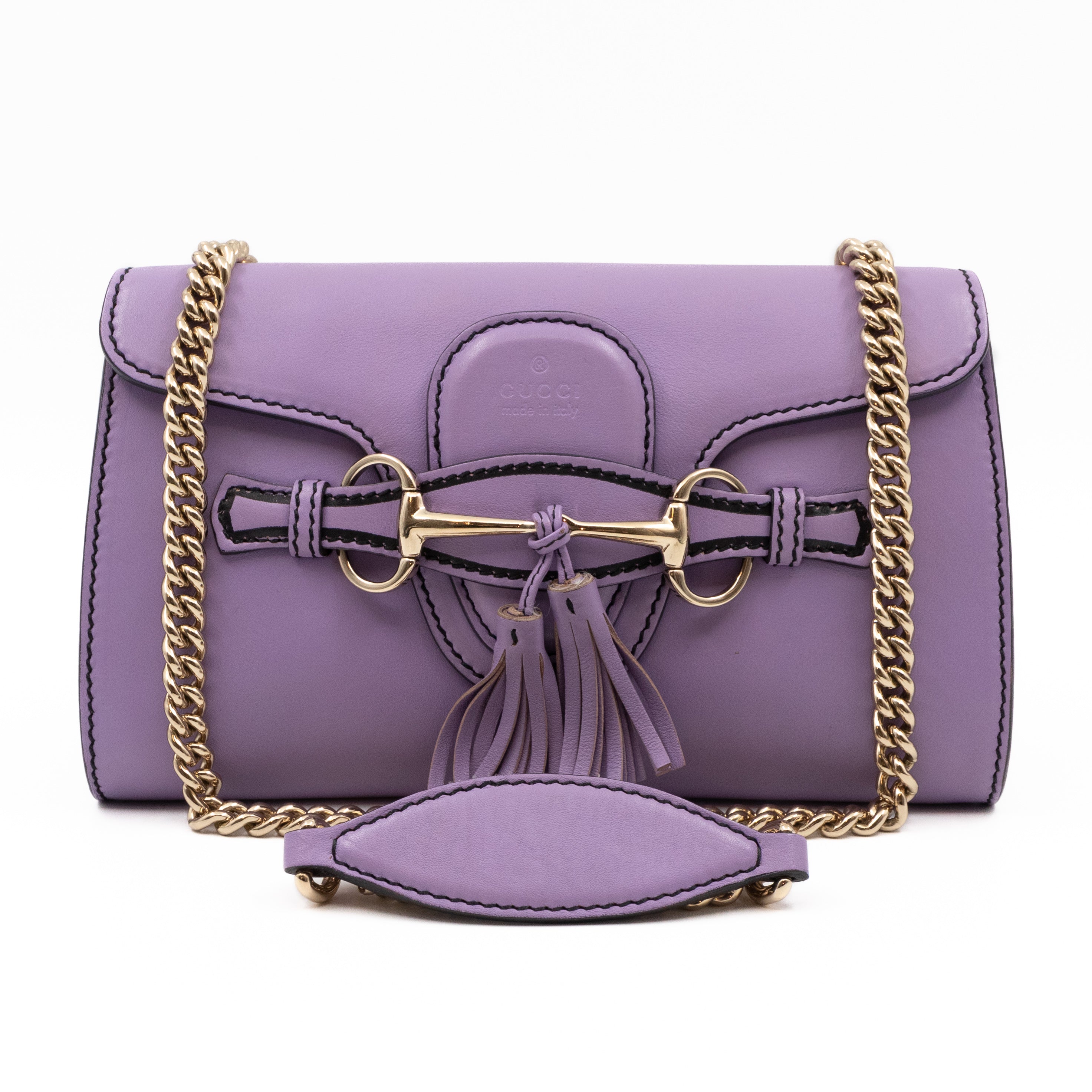 Emily Small Chain Shoulder Bag Purple Leather