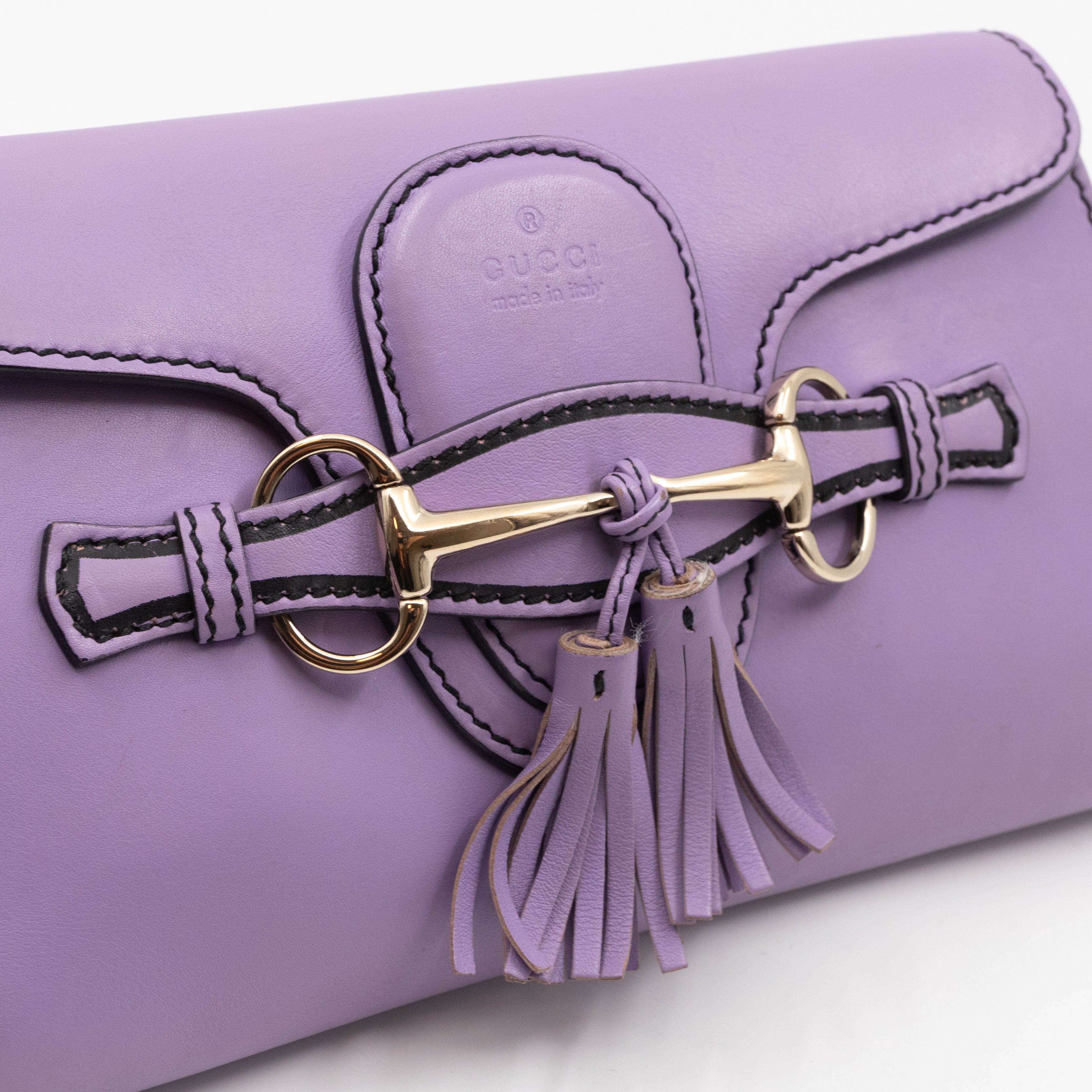 Emily Small Chain Shoulder Bag Purple Leather