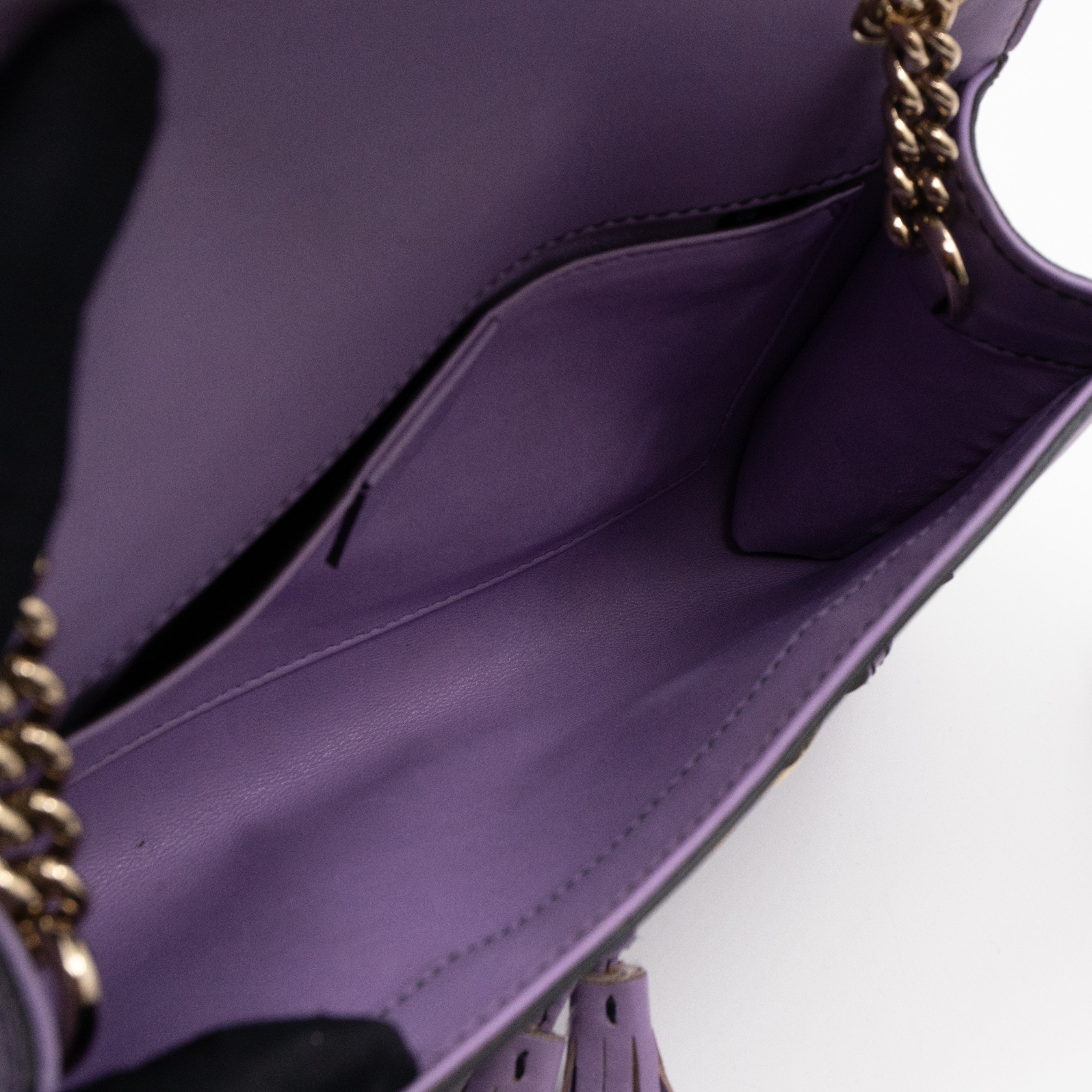 Emily Small Chain Shoulder Bag Purple Leather