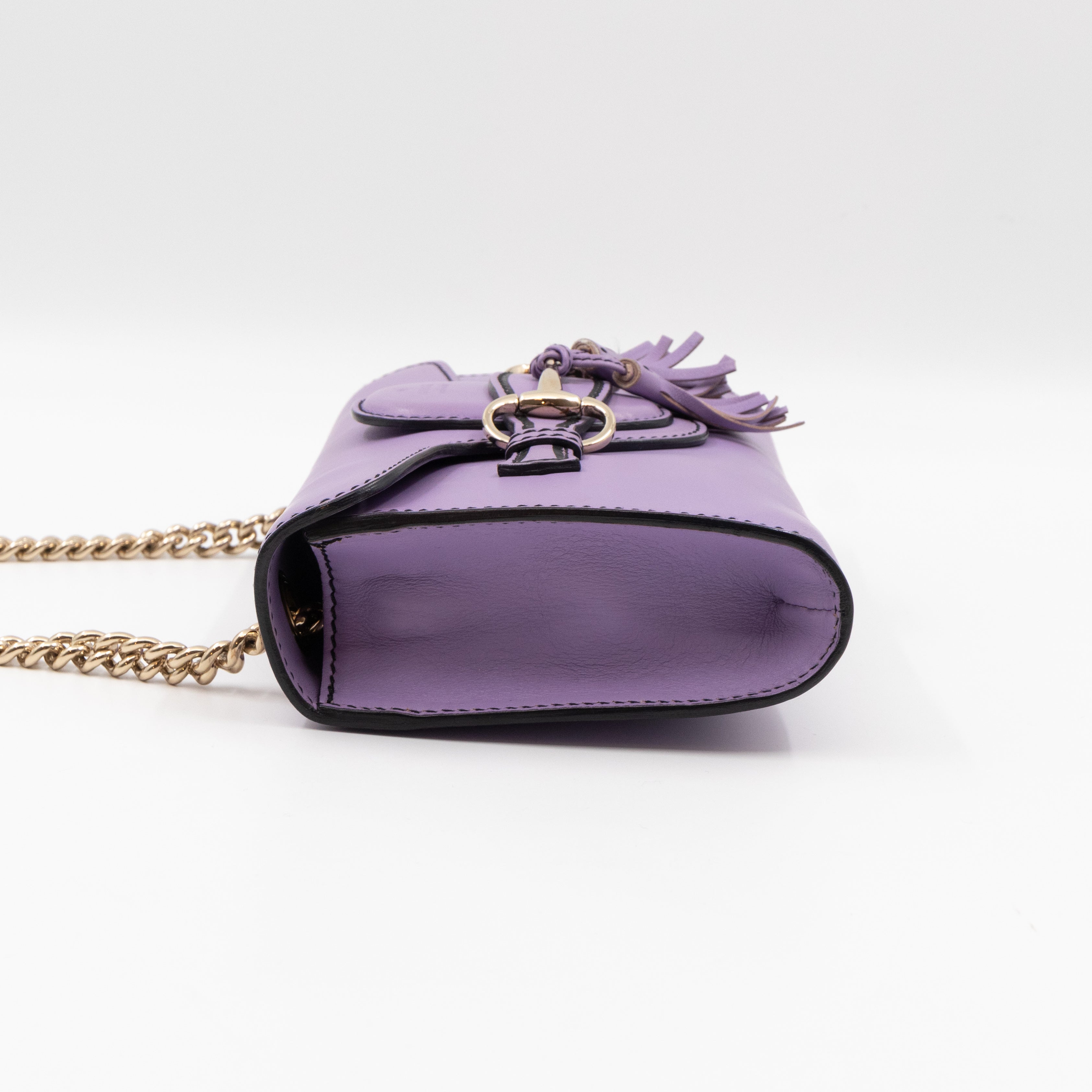 Emily Small Chain Shoulder Bag Purple Leather
