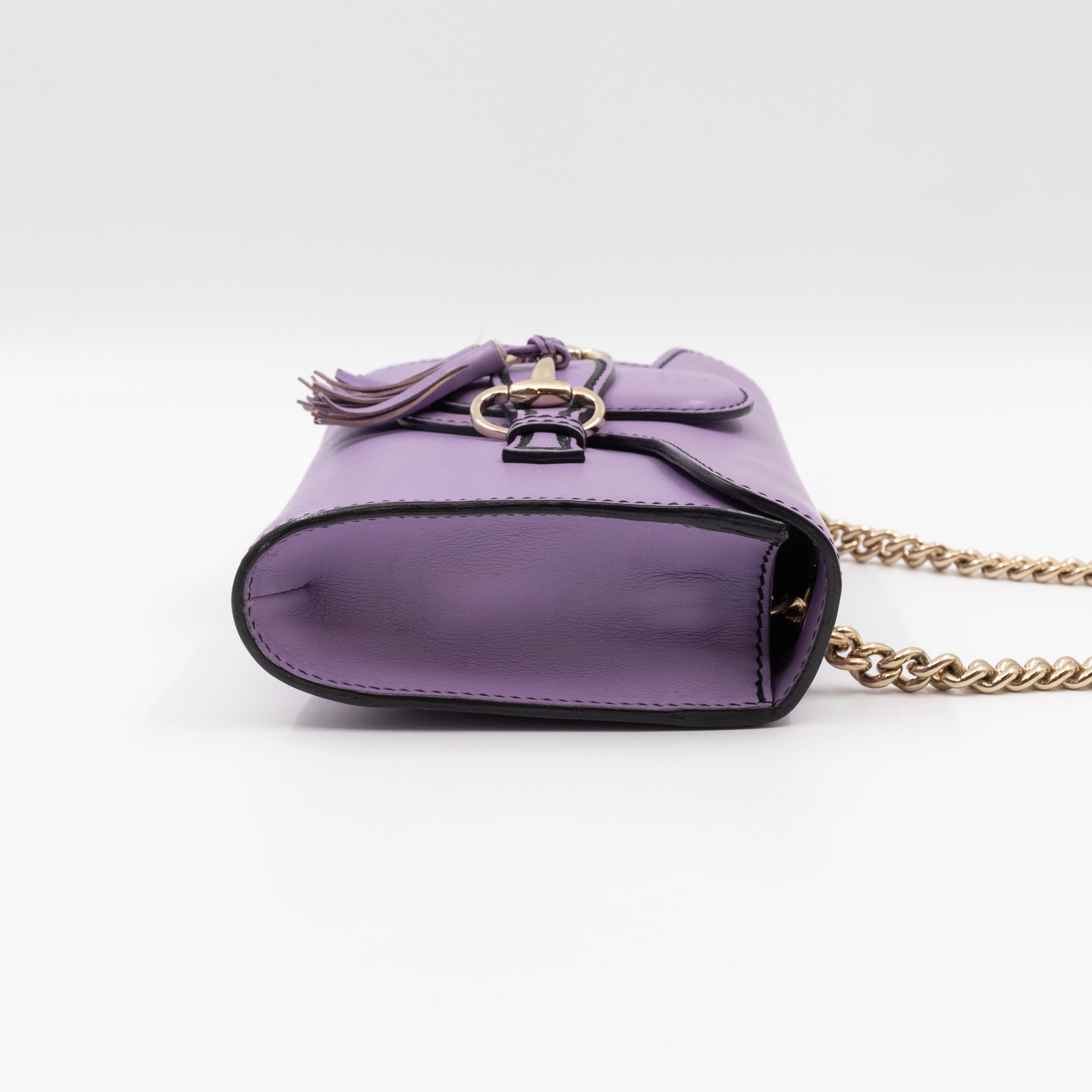 Emily Small Chain Shoulder Bag Purple Leather