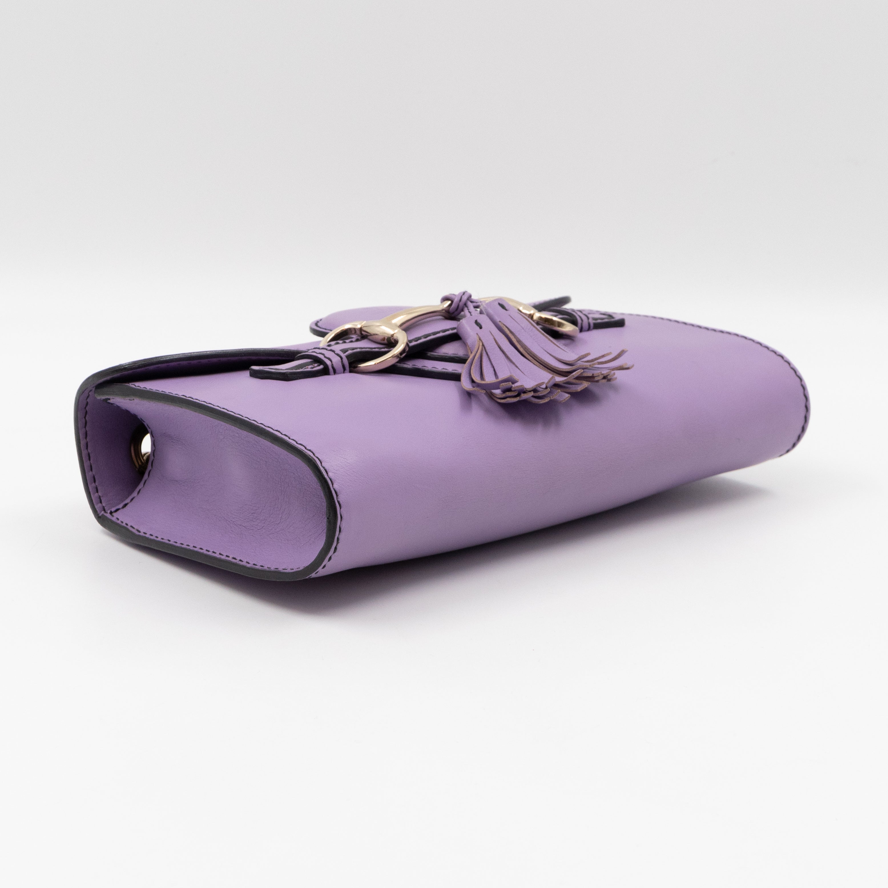 Emily Small Chain Shoulder Bag Purple Leather