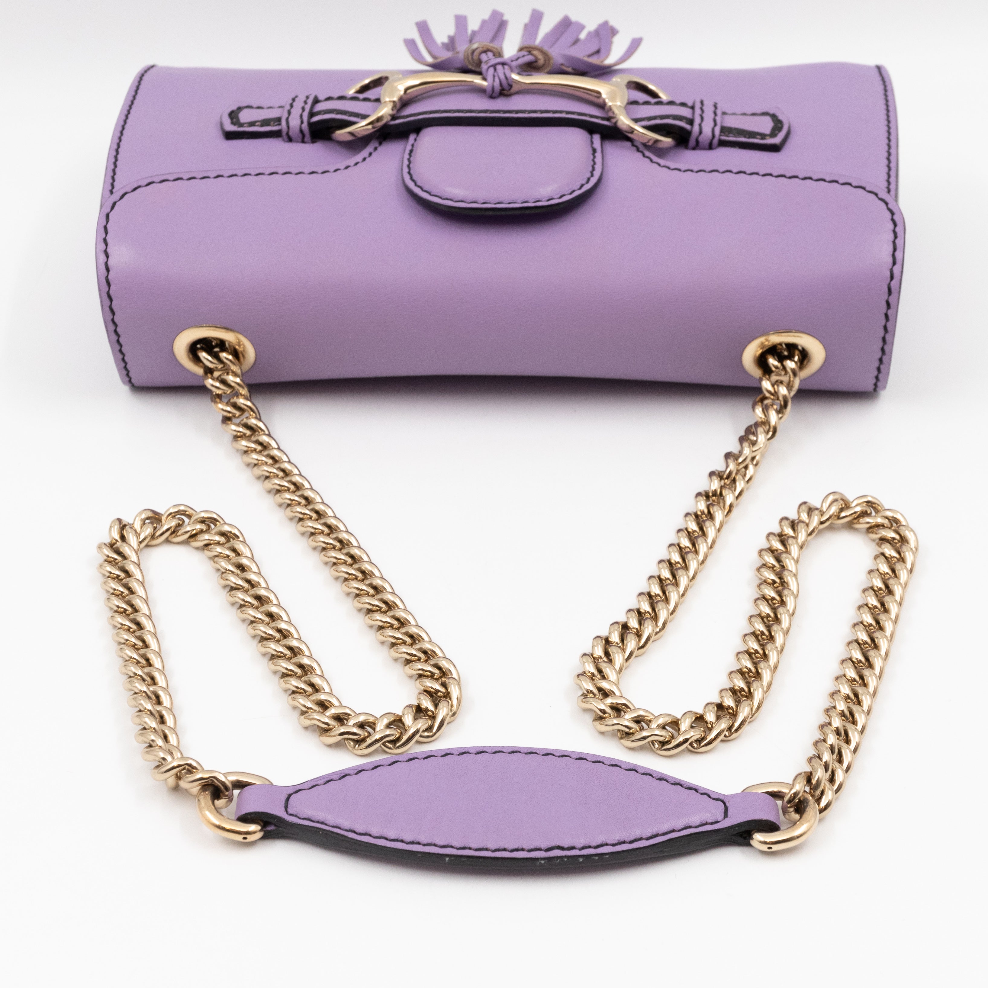 Emily Small Chain Shoulder Bag Purple Leather