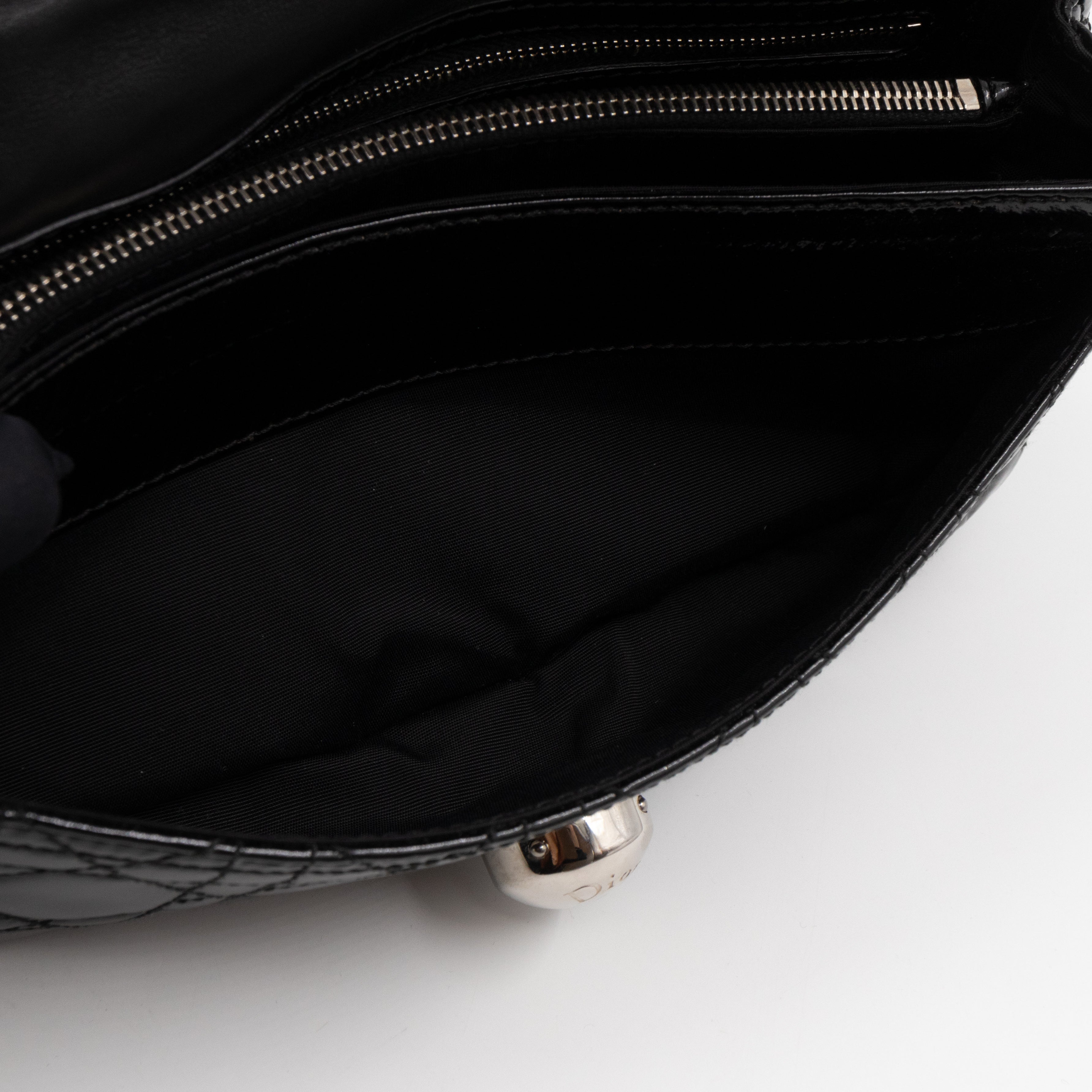Rendezvous Flap Bag Cannage Quilted Black Patent Leather