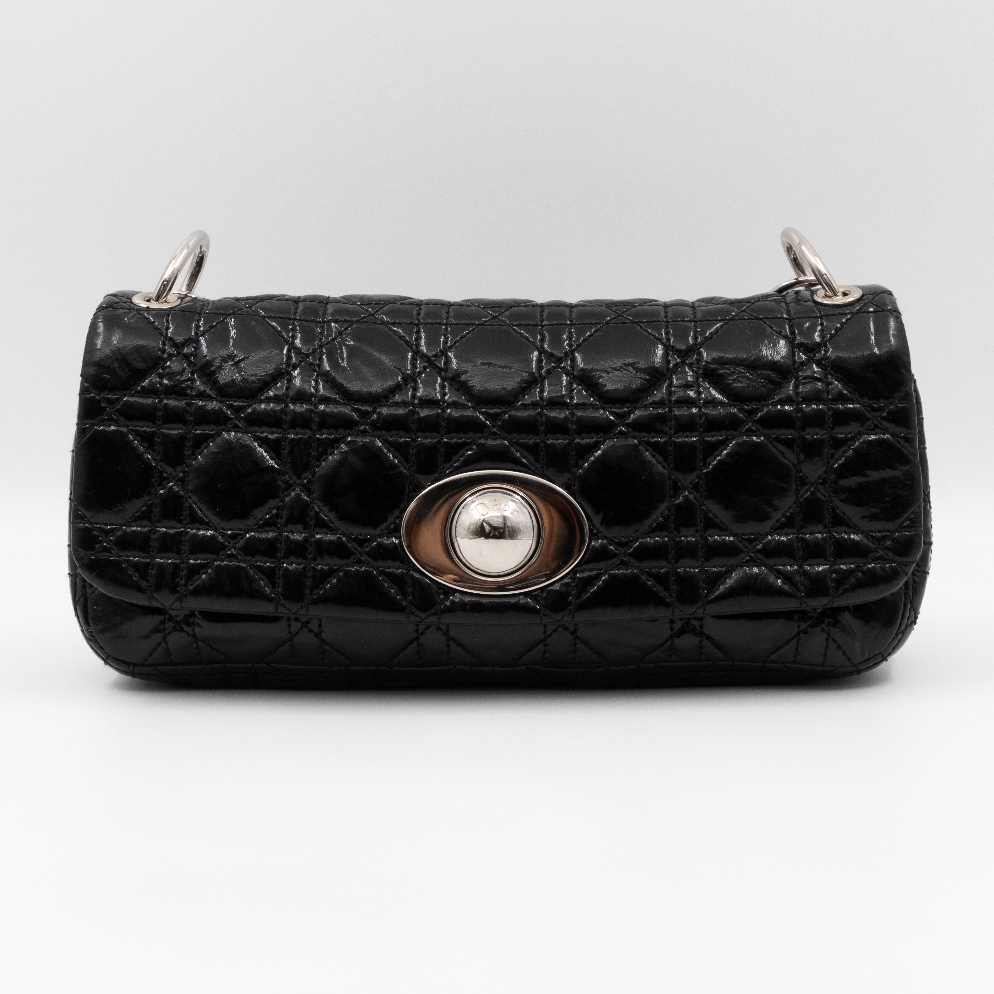 Rendezvous Flap Bag Cannage Quilted Black Patent Leather