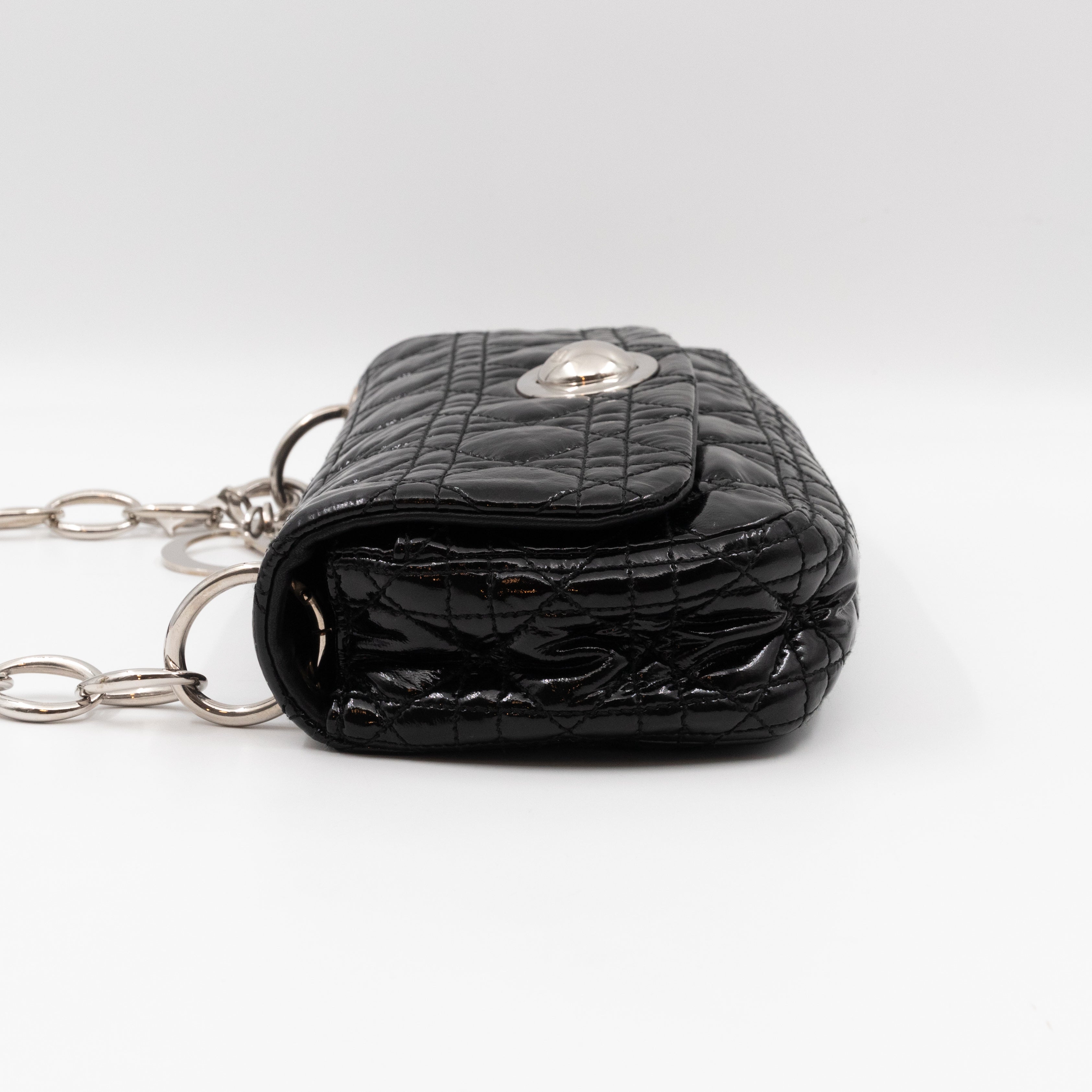 Rendezvous Flap Bag Cannage Quilted Black Patent Leather