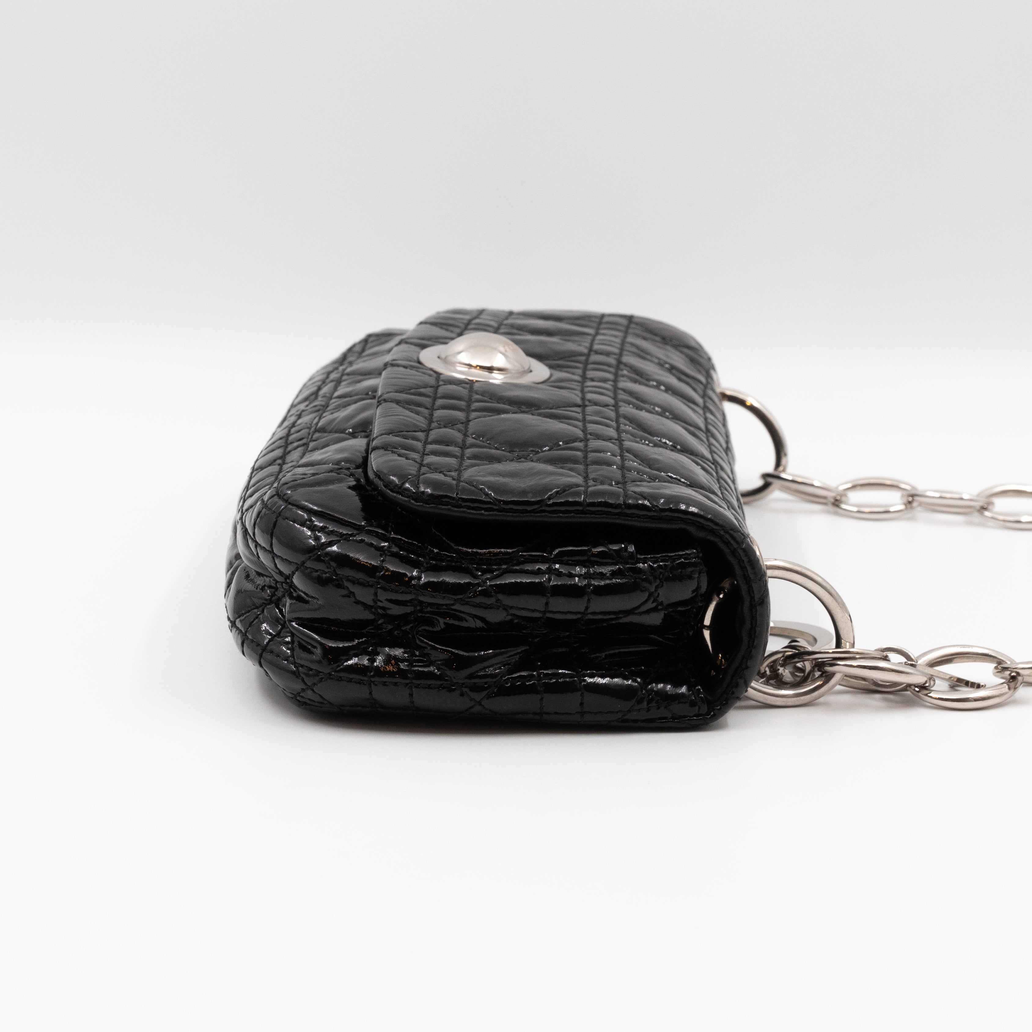 Rendezvous Flap Bag Cannage Quilted Black Patent Leather