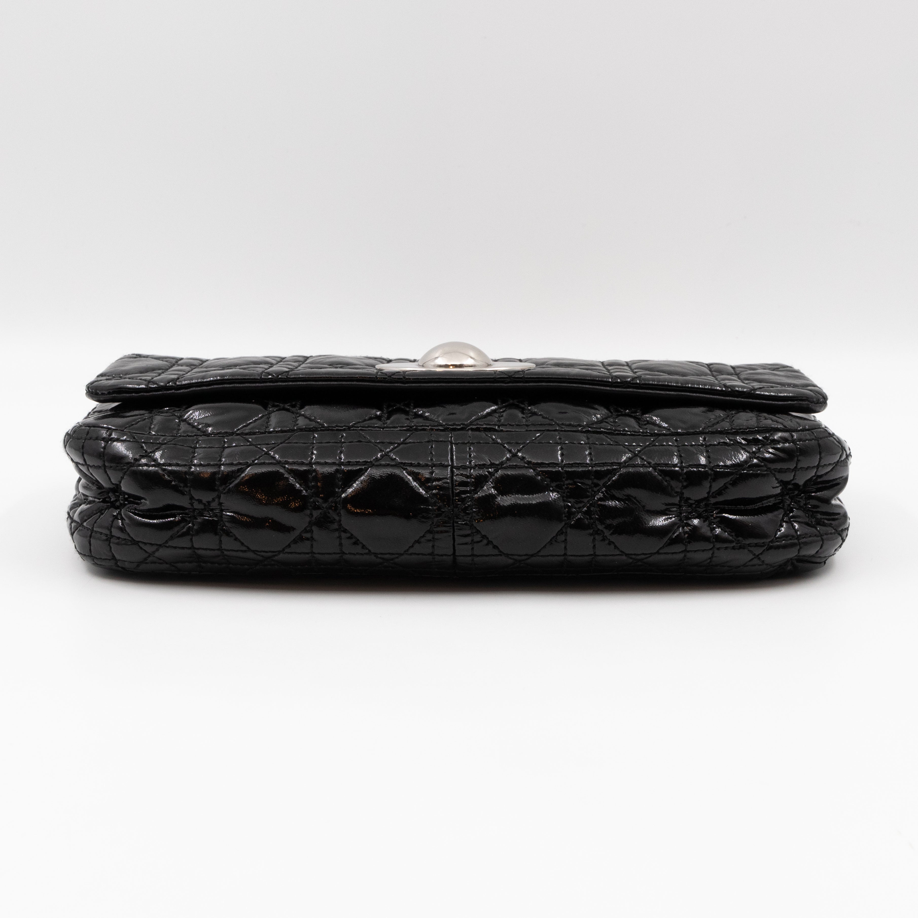 Rendezvous Flap Bag Cannage Quilted Black Patent Leather