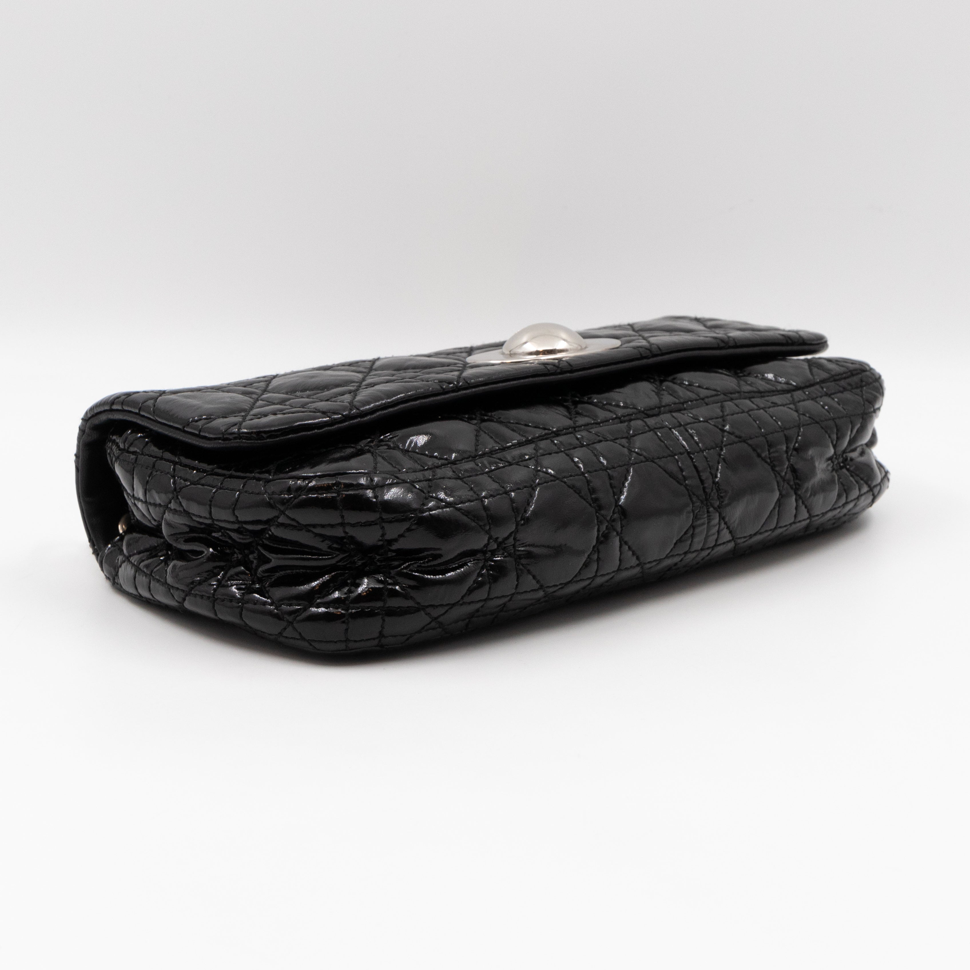 Rendezvous Flap Bag Cannage Quilted Black Patent Leather