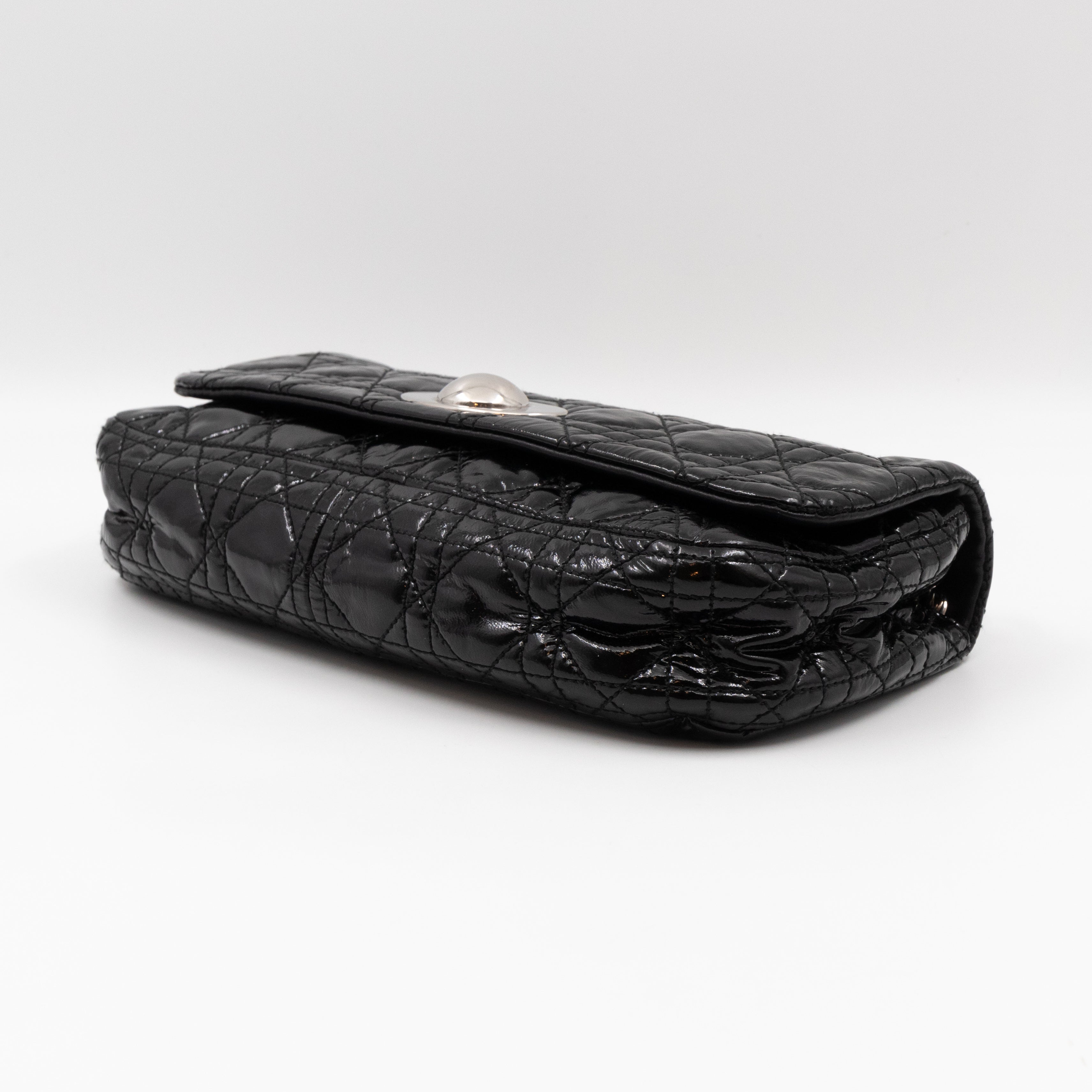 Rendezvous Flap Bag Cannage Quilted Black Patent Leather