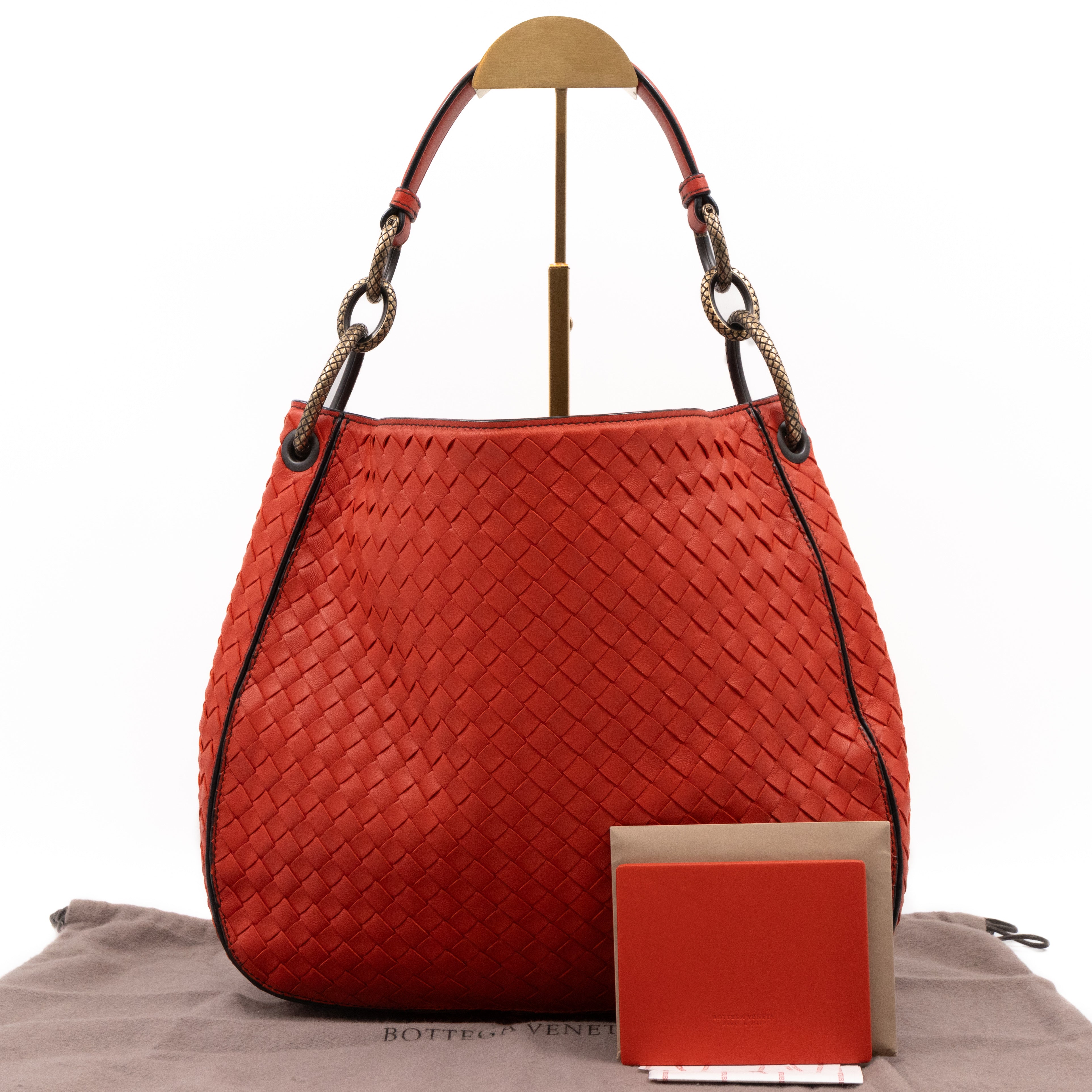 Loop Shoulder Bag Intrecciato Orange Leather