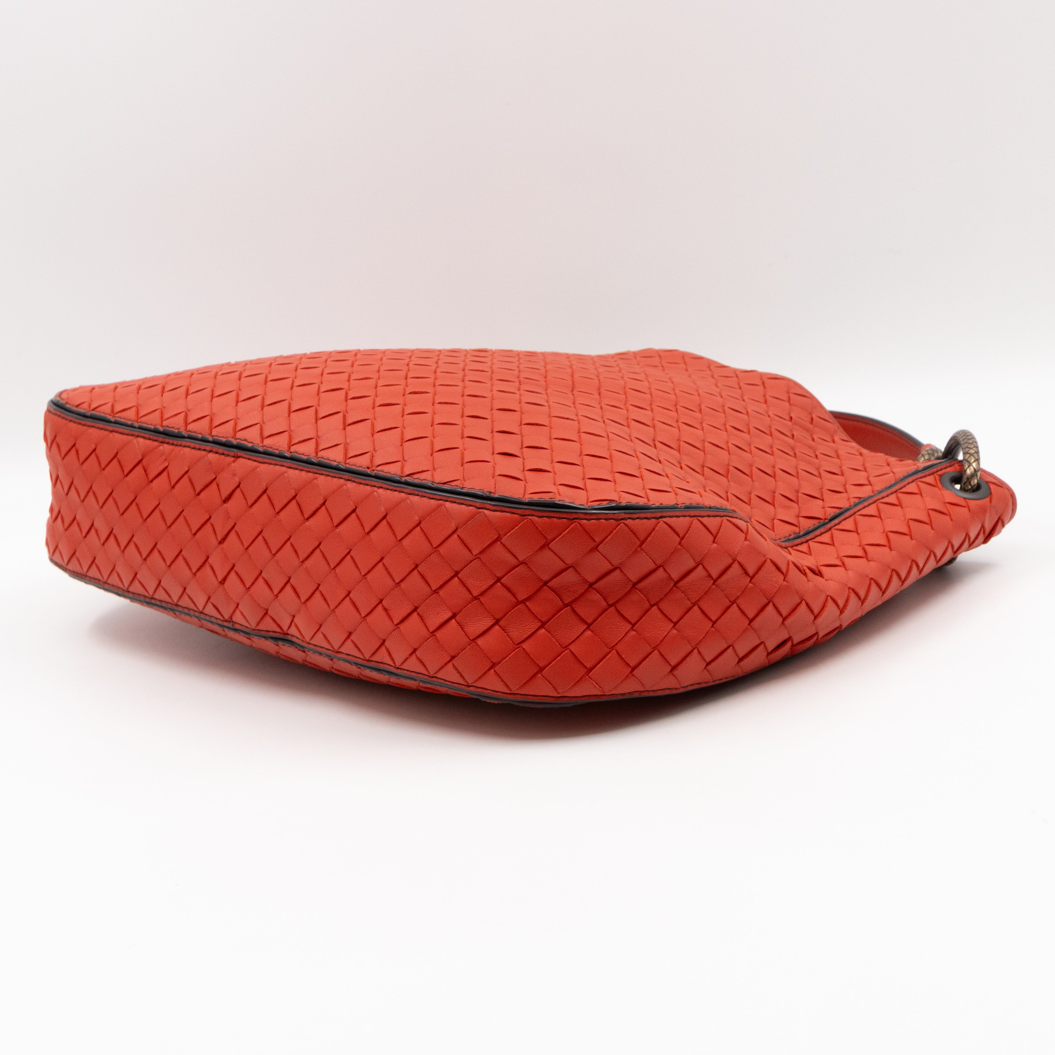 Loop Shoulder Bag Intrecciato Orange Leather