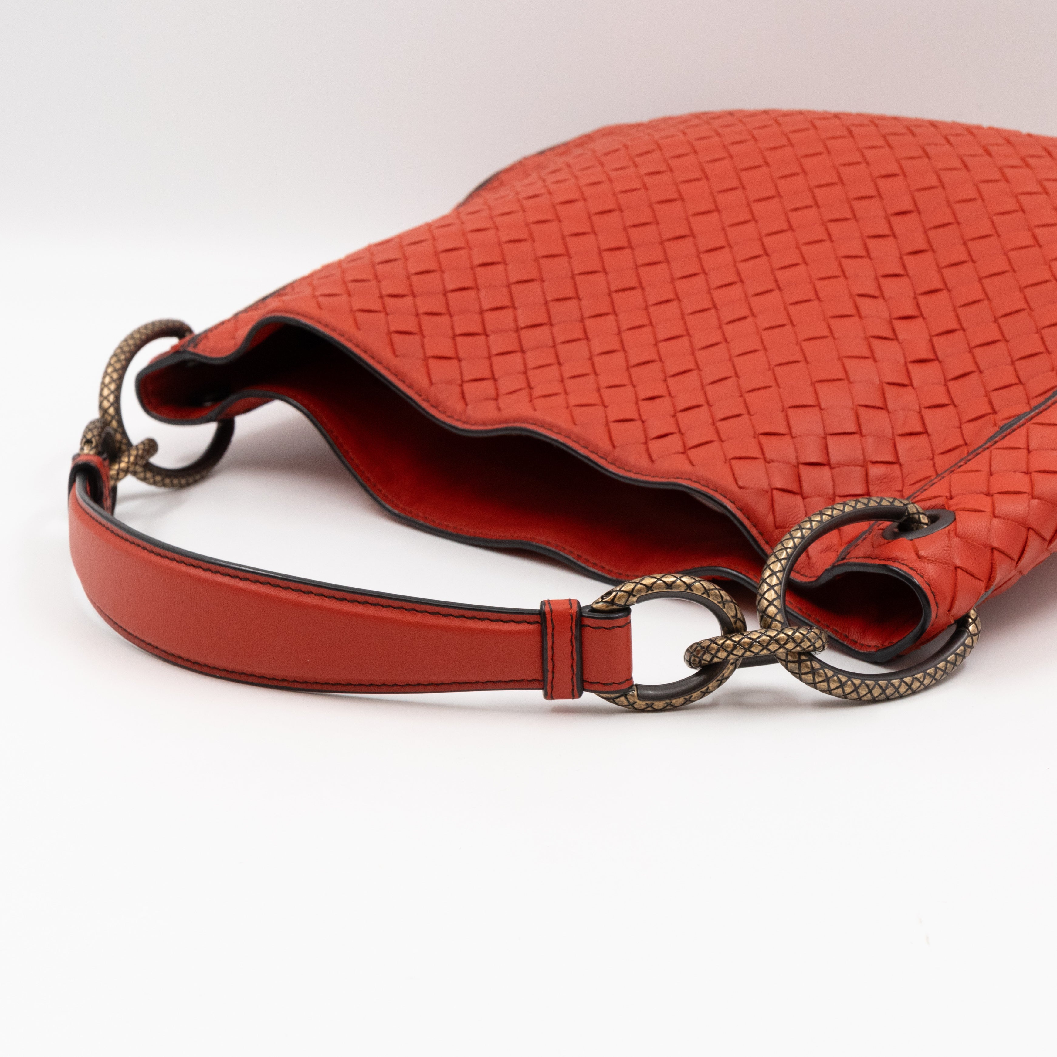 Loop Shoulder Bag Intrecciato Orange Leather