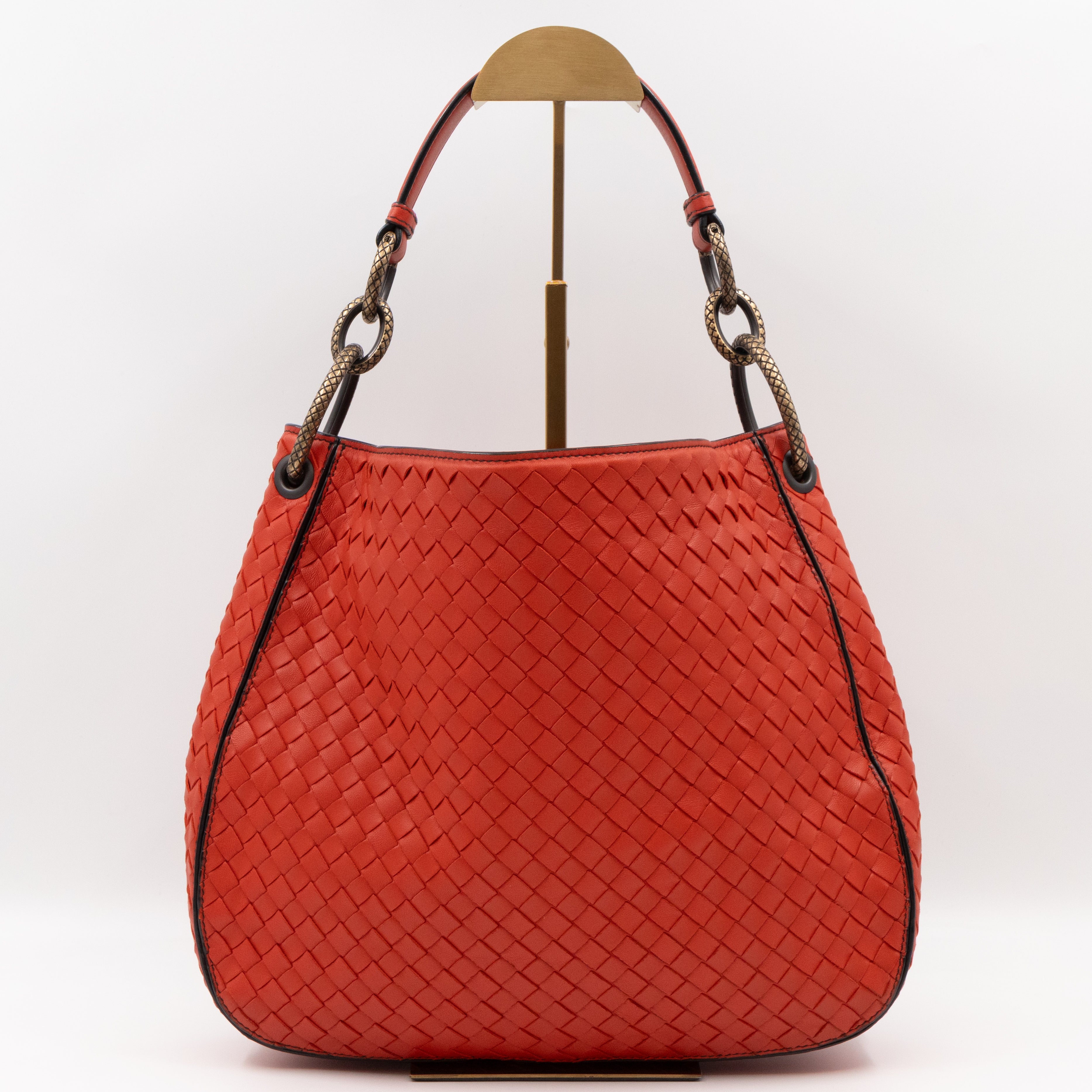 Loop Shoulder Bag Intrecciato Orange Leather