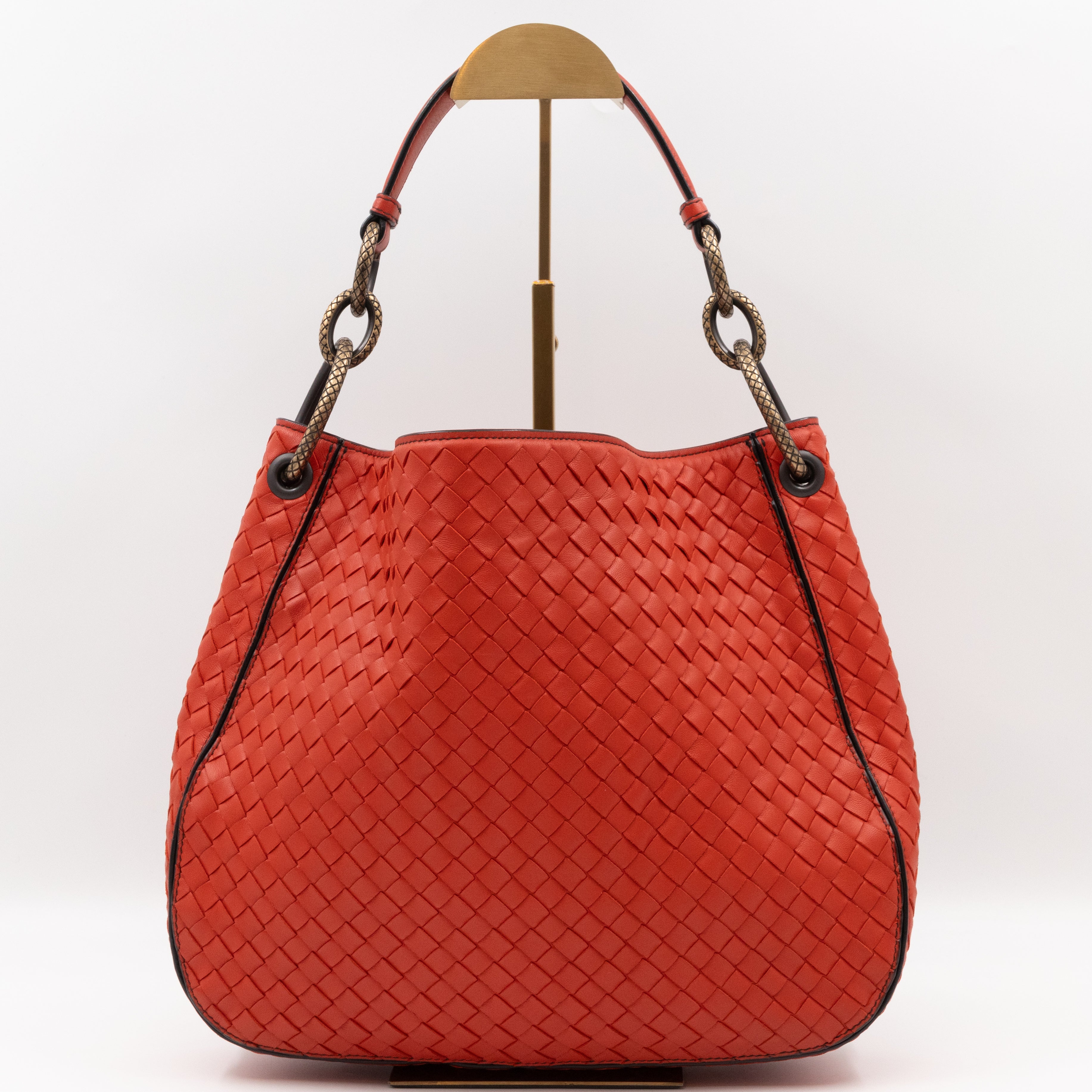 Loop Shoulder Bag Intrecciato Orange Leather