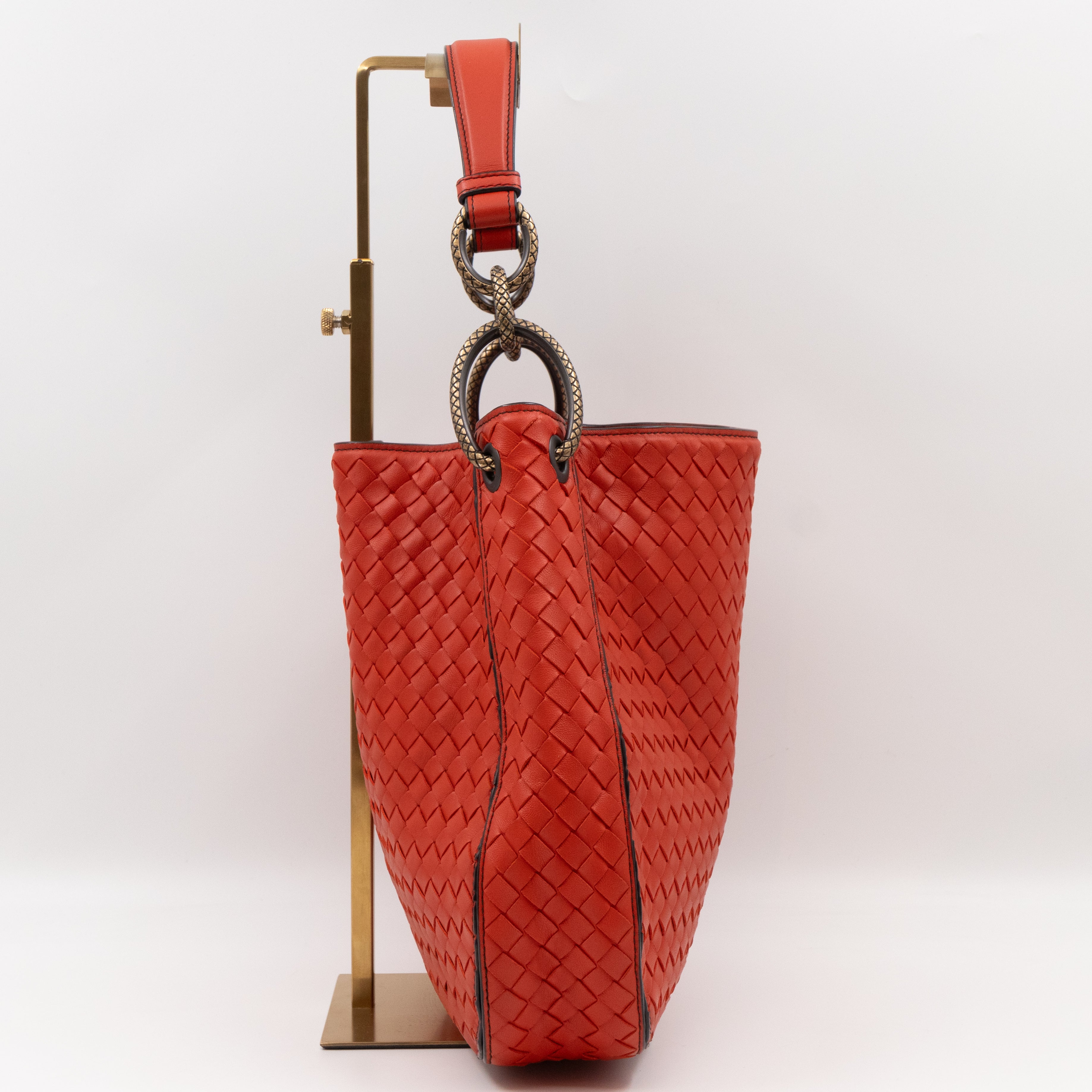 Loop Shoulder Bag Intrecciato Orange Leather