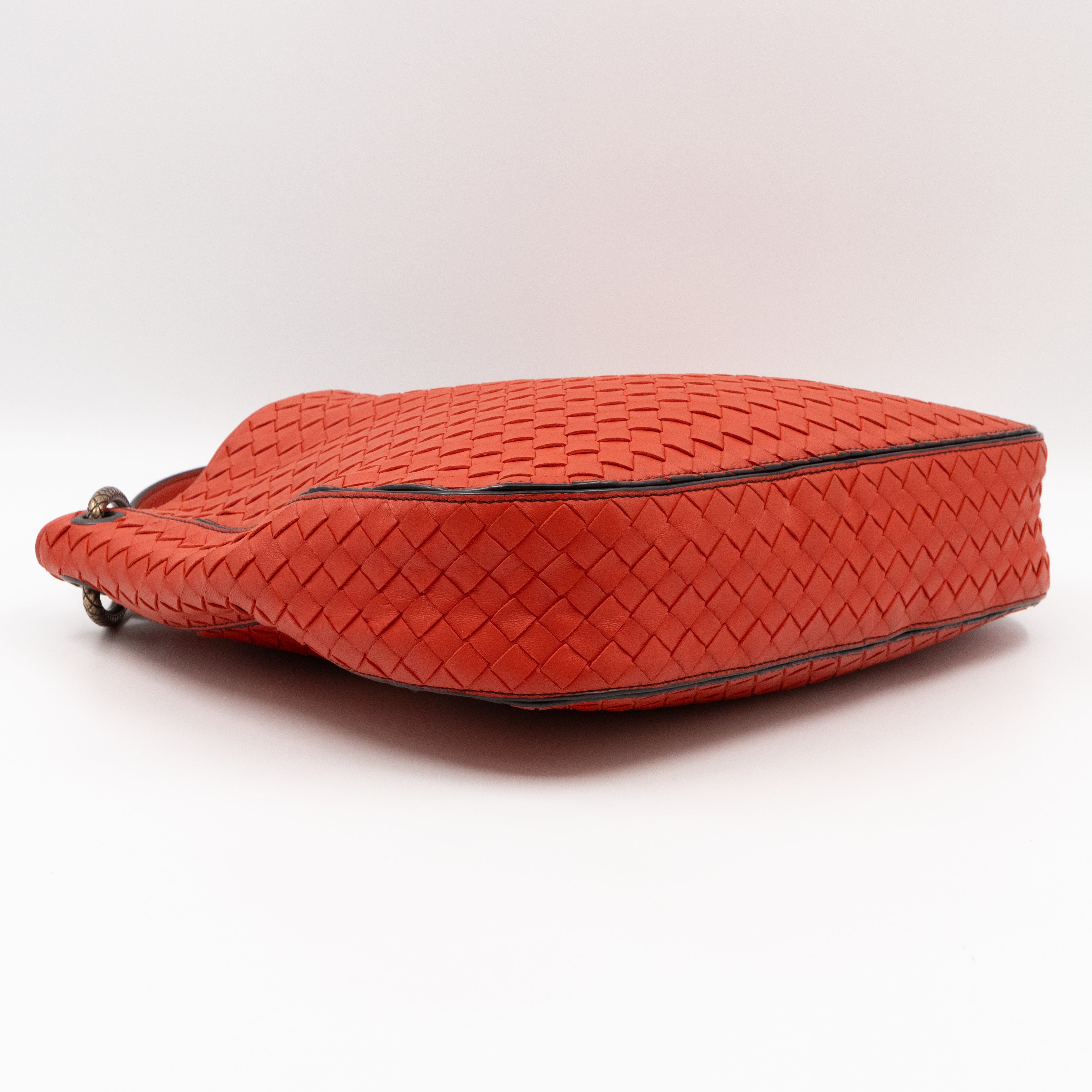 Loop Shoulder Bag Intrecciato Orange Leather