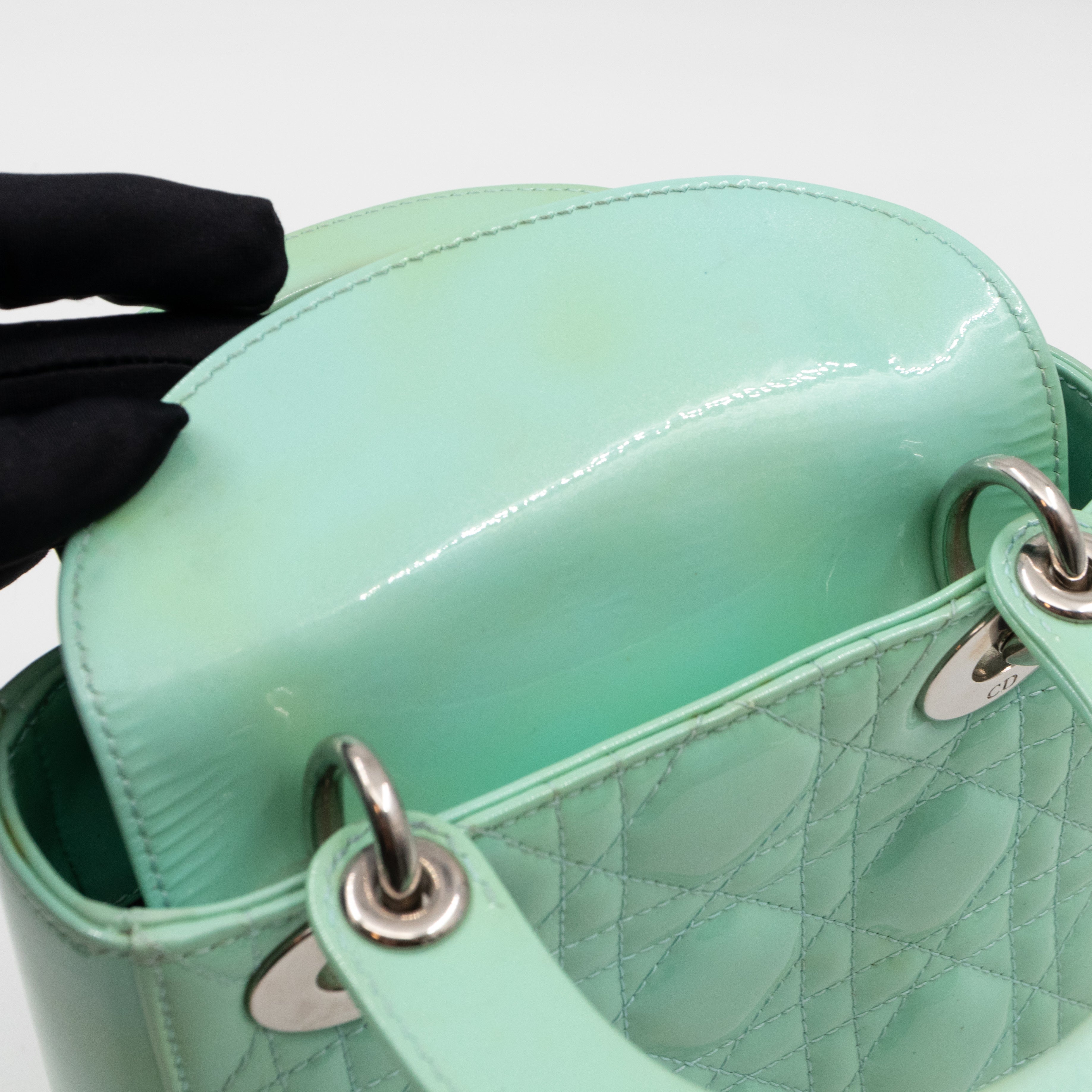 Lady Dior Mini Mint Green Patent Leather