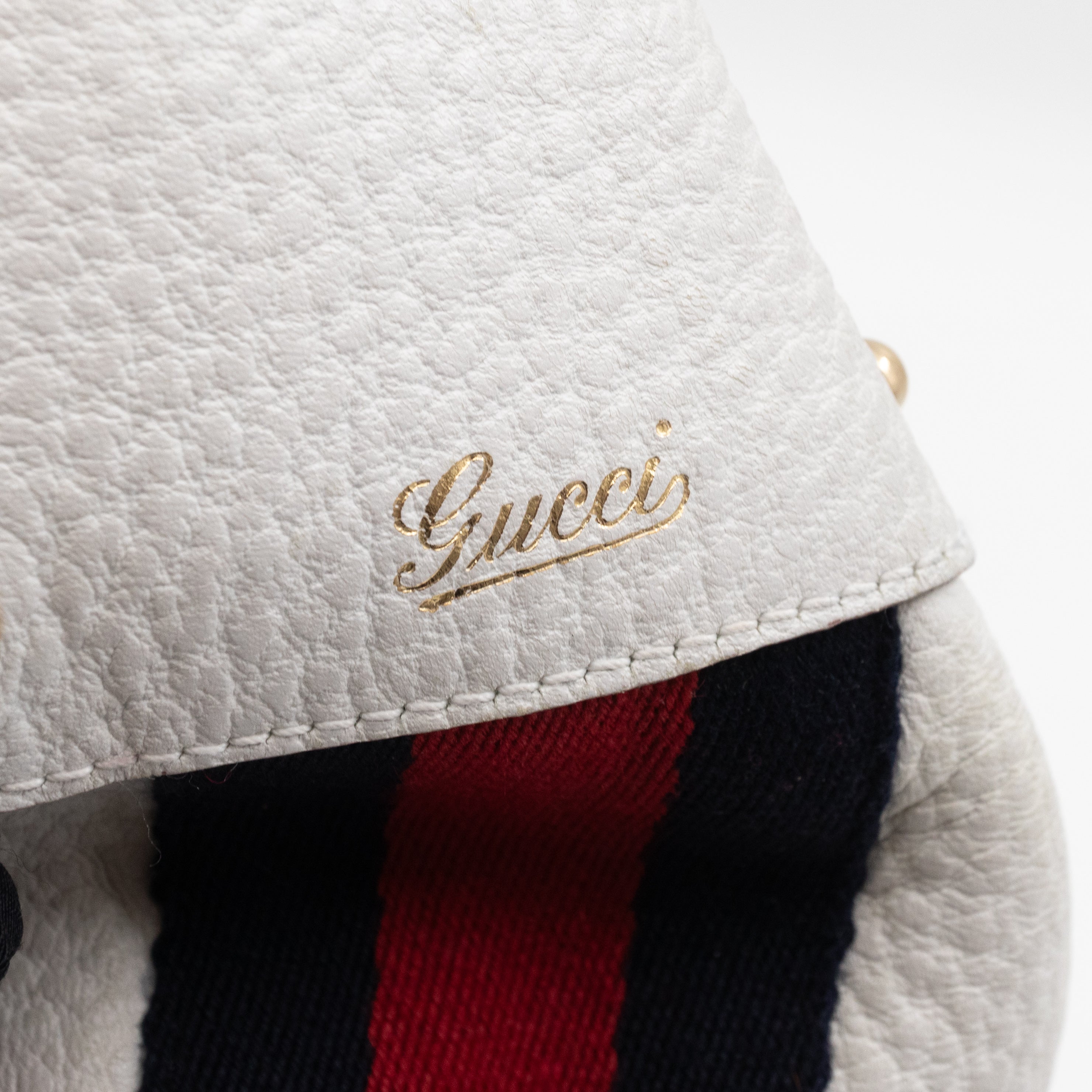 Bamboo Ring Half Moon Hobo Bag White Leather