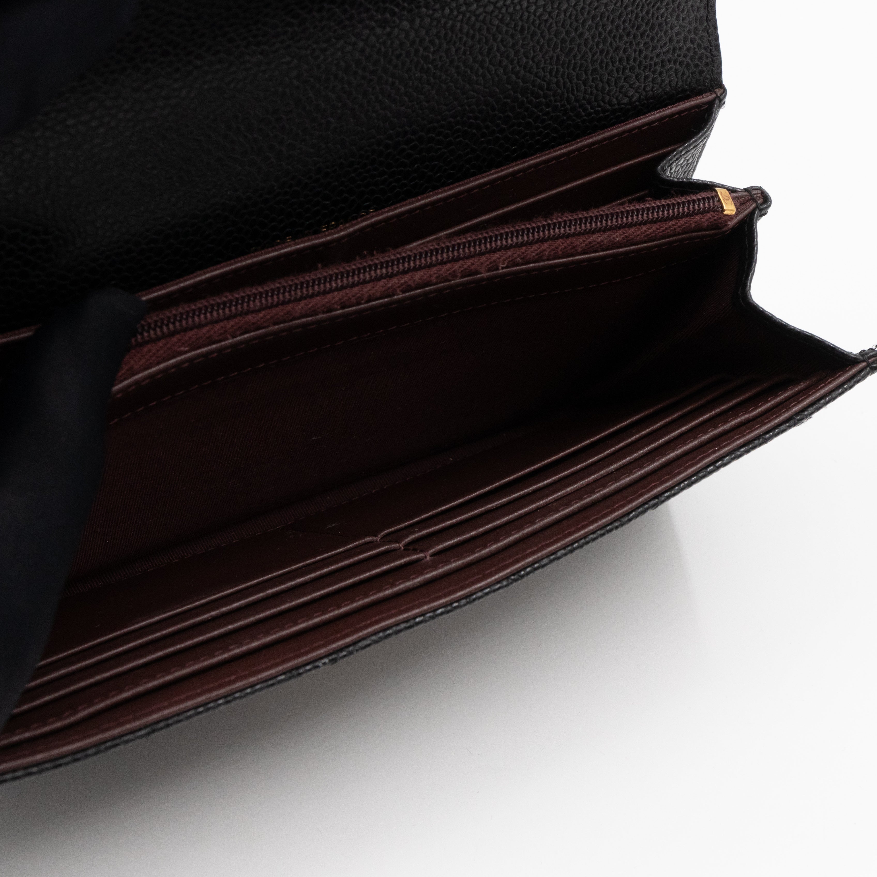 Classic Flap Long Wallet Black Caviar Gold
