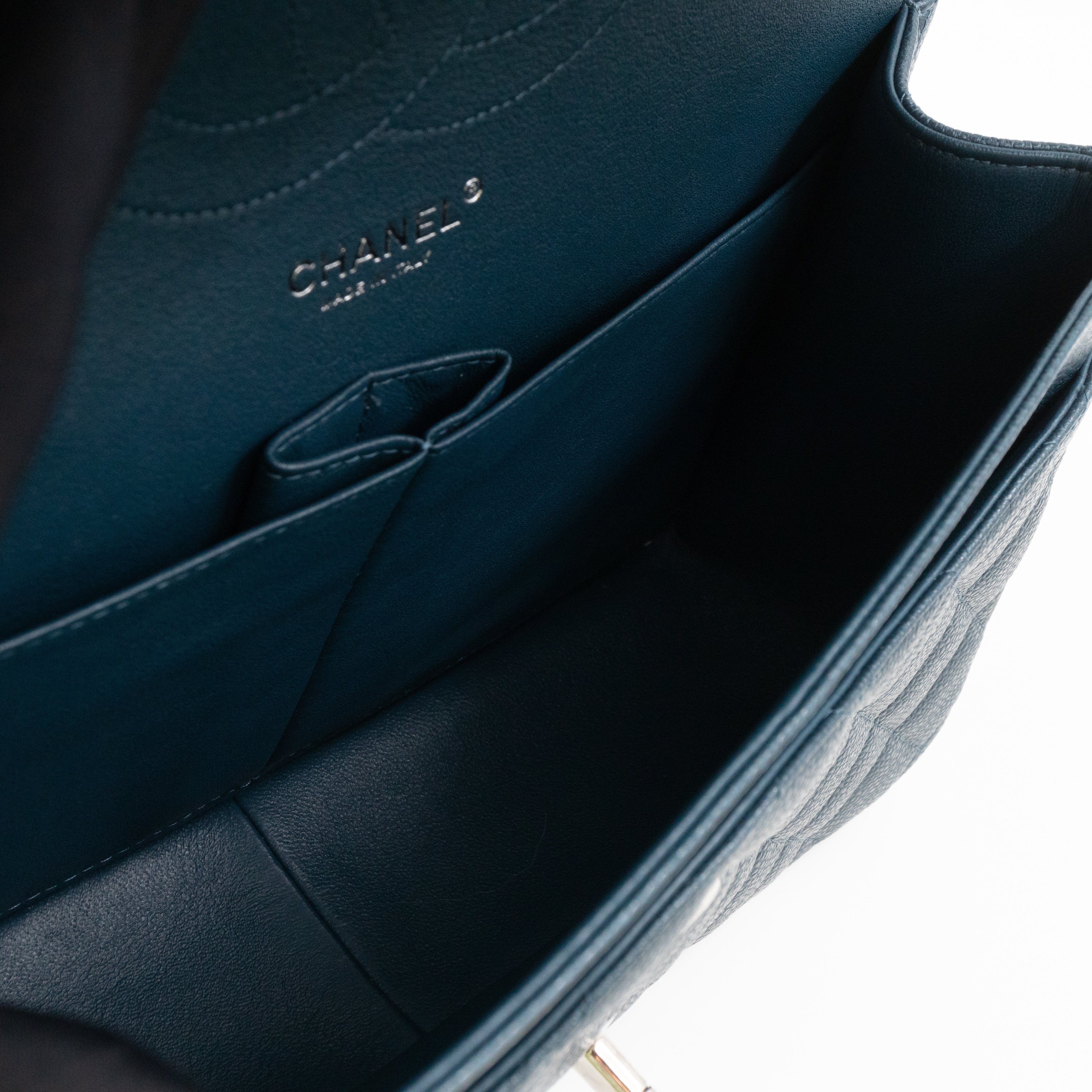 Classic Double Flap Jumbo Blue Caviar Silver