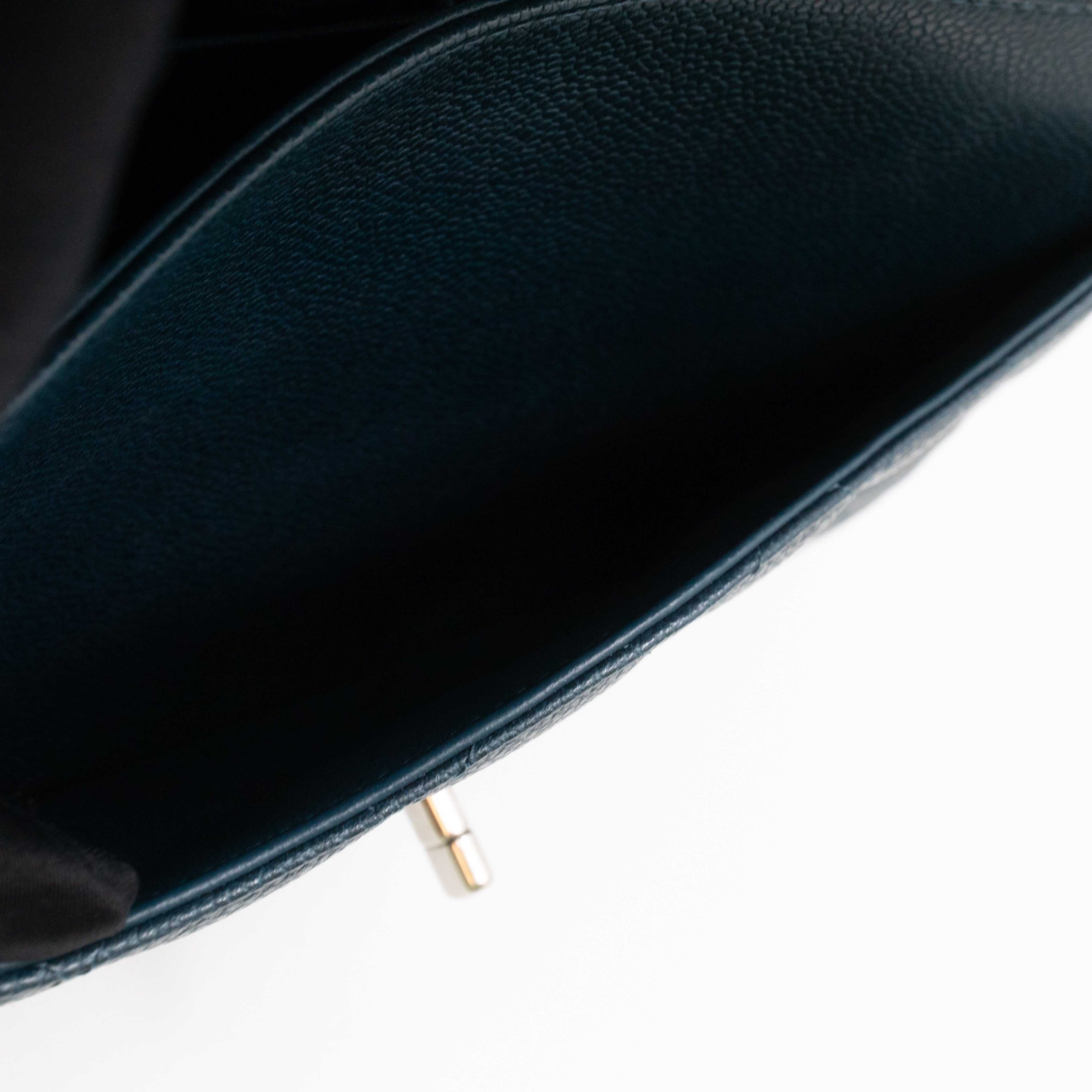 Classic Double Flap Jumbo Blue Caviar Silver