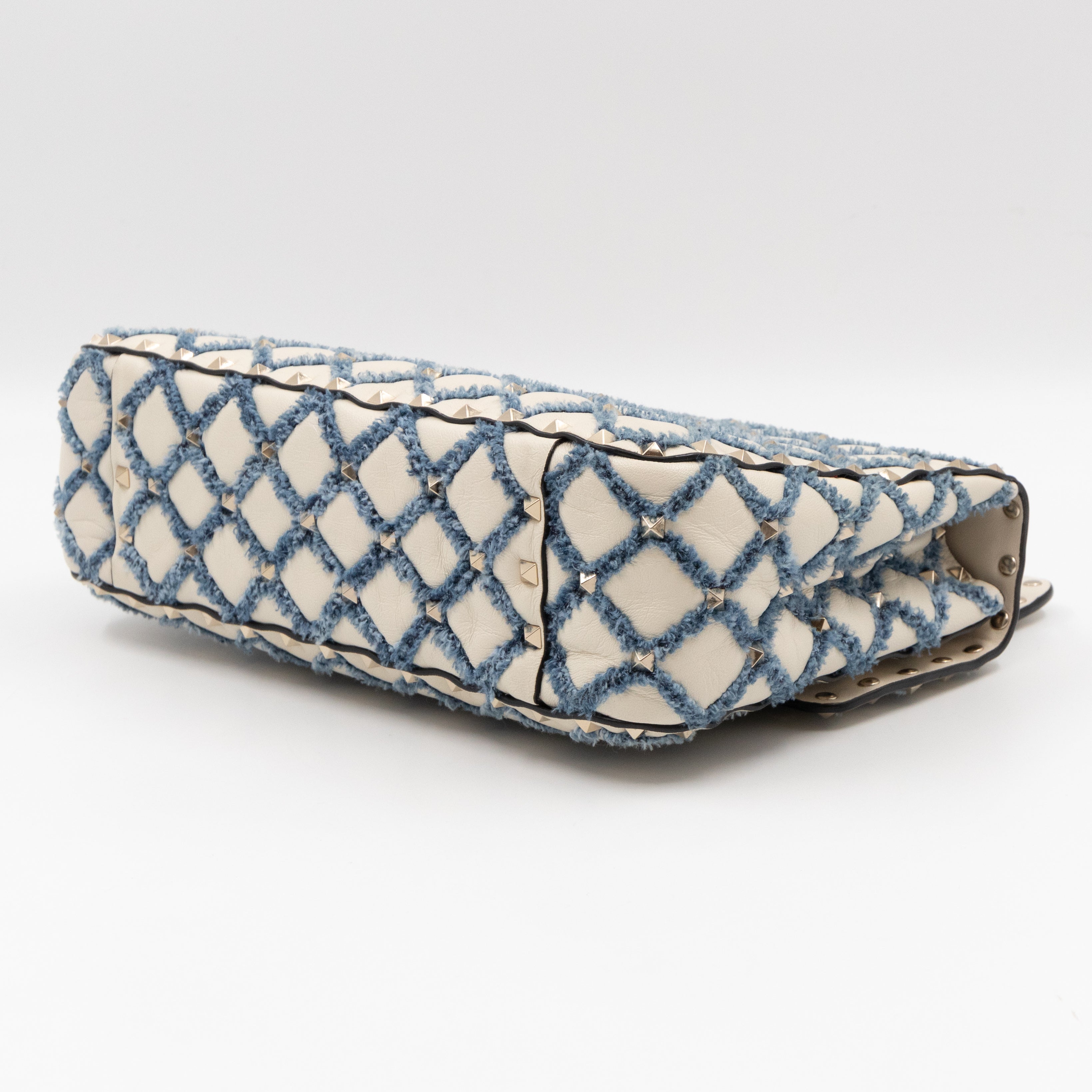 Rockstud Spike Medium Shoulder Bag Nappa Denim Quilted