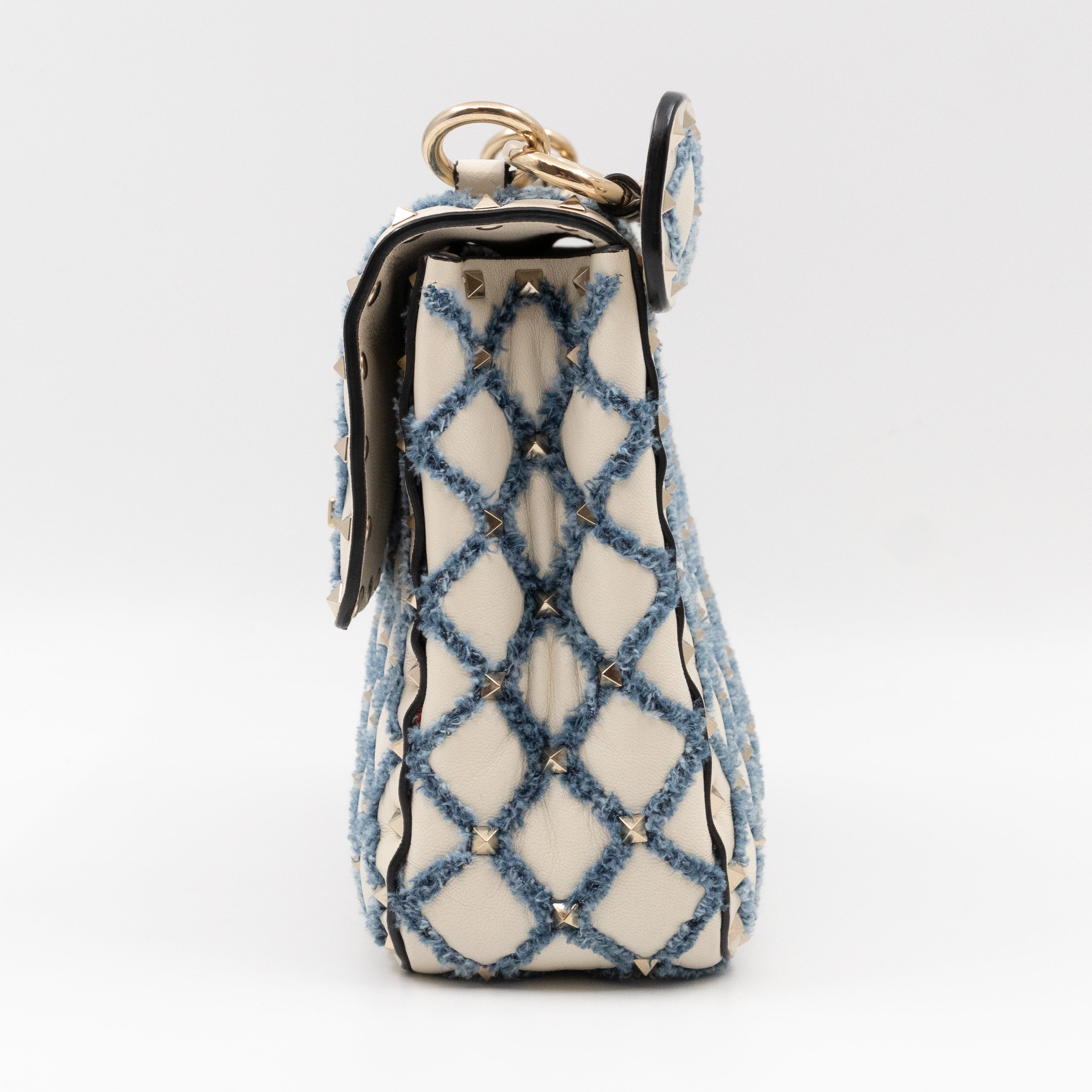 Rockstud Spike Medium Shoulder Bag Nappa Denim Quilted