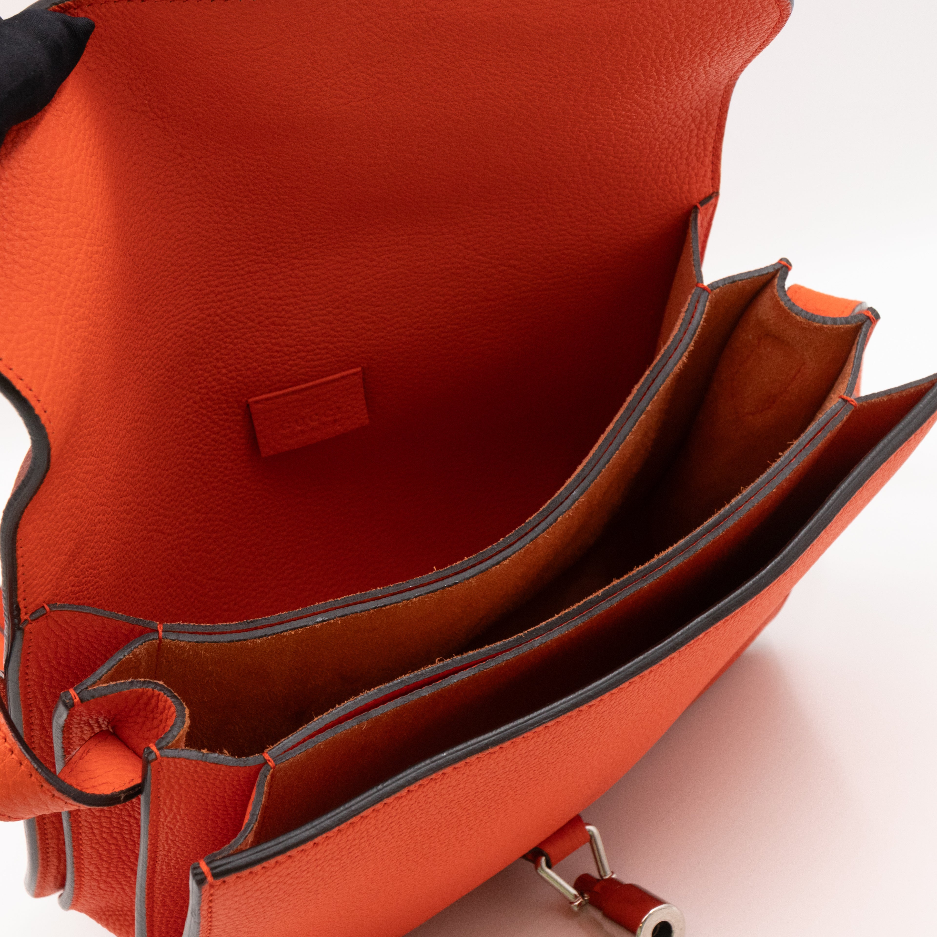 Jackie Soft Flap Bag Orange Leather