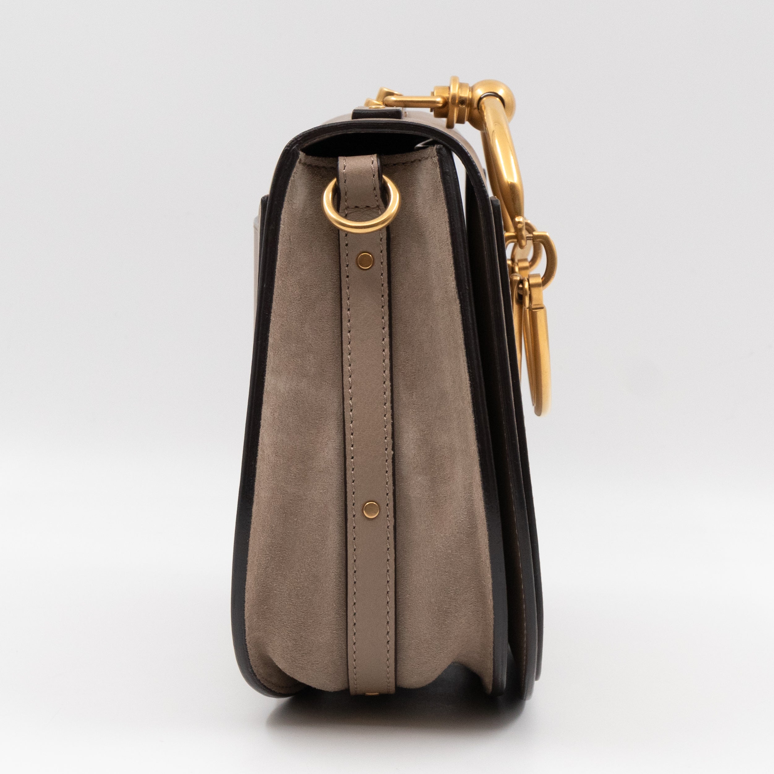 Nile Bracelet Bag Medium Gray Leather