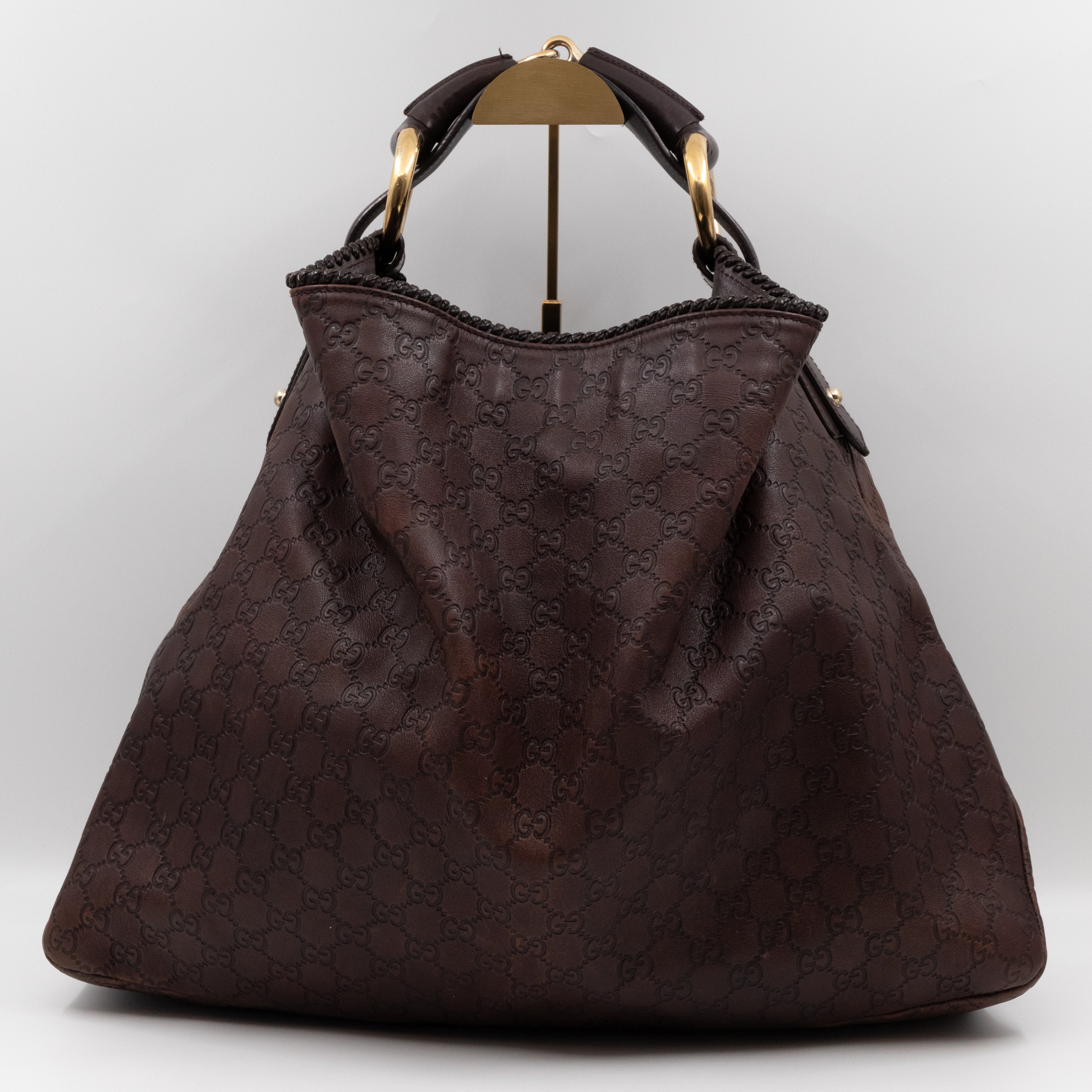 Horsebit Hobo Bag Large Brown Leather
