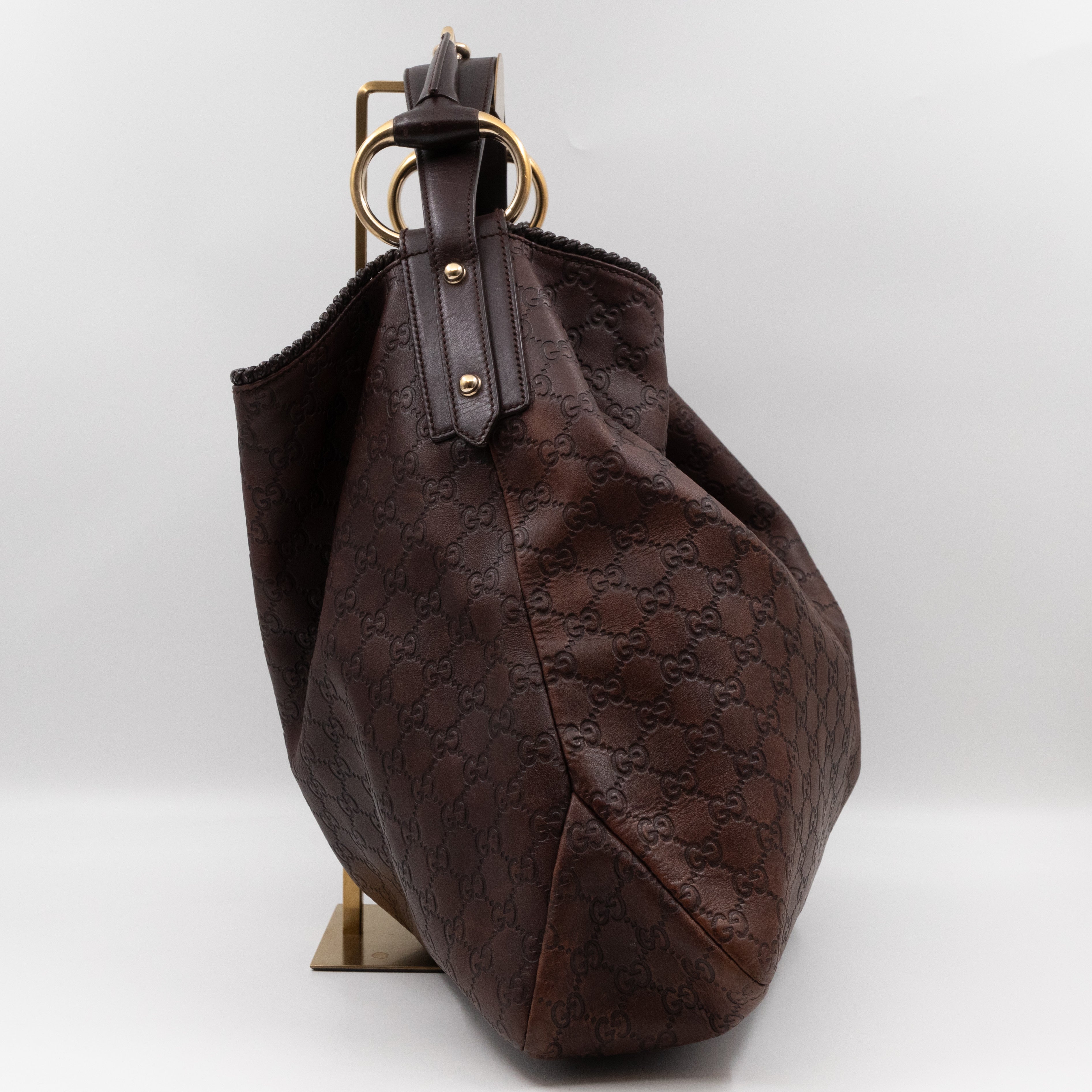 Horsebit Hobo Bag Large Brown Leather