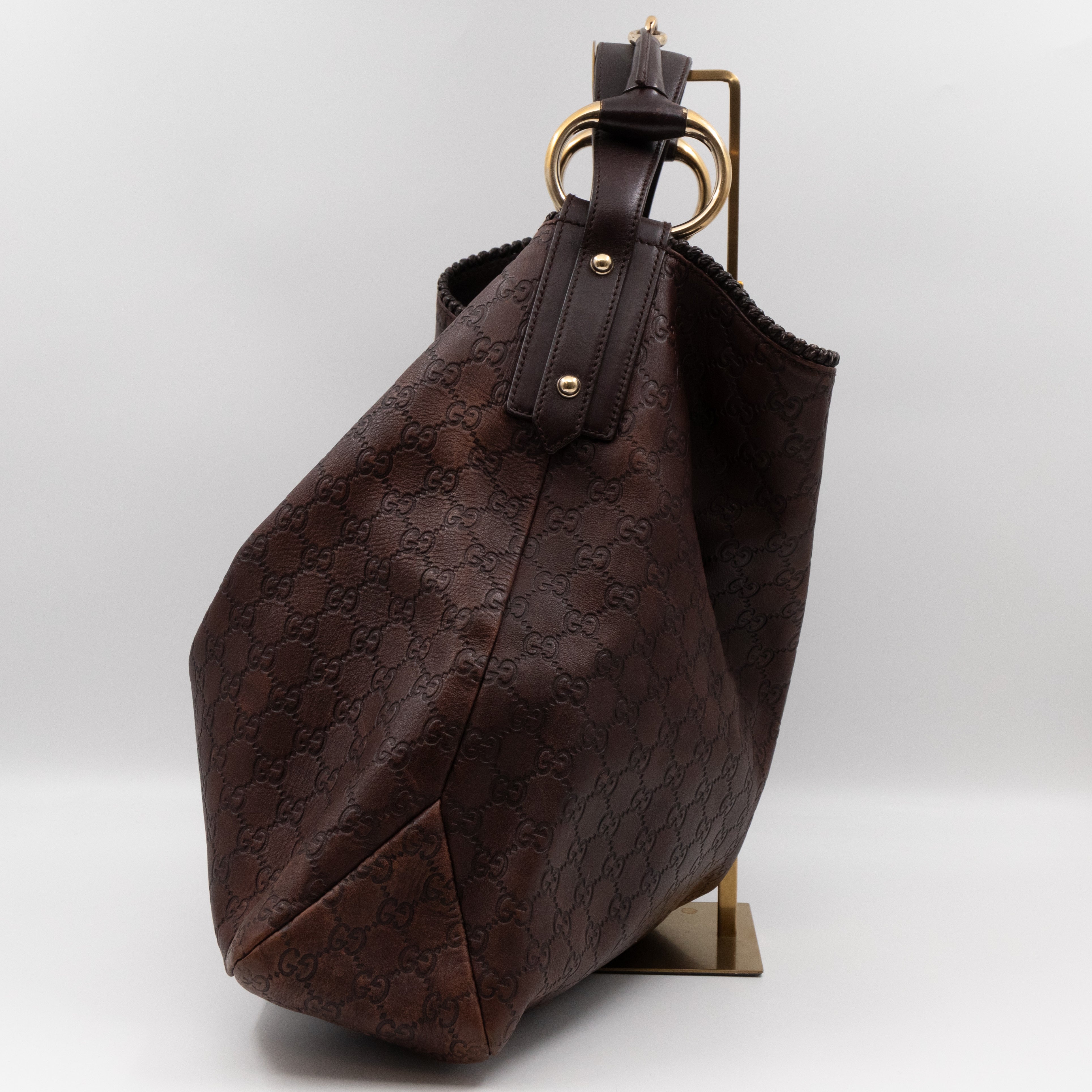 Horsebit Hobo Bag Large Brown Leather