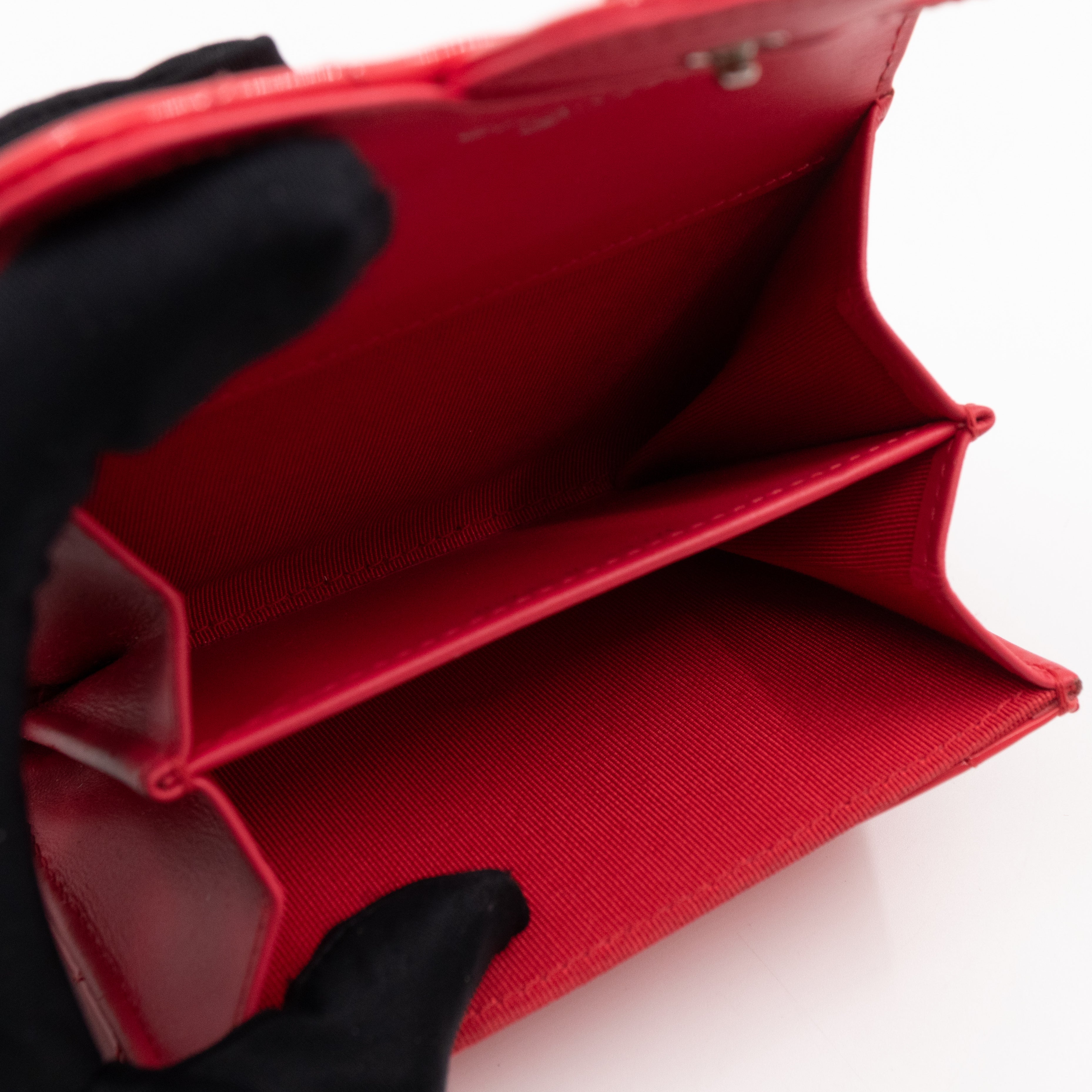 Classic Flap Card Case Pink Patent Leather
