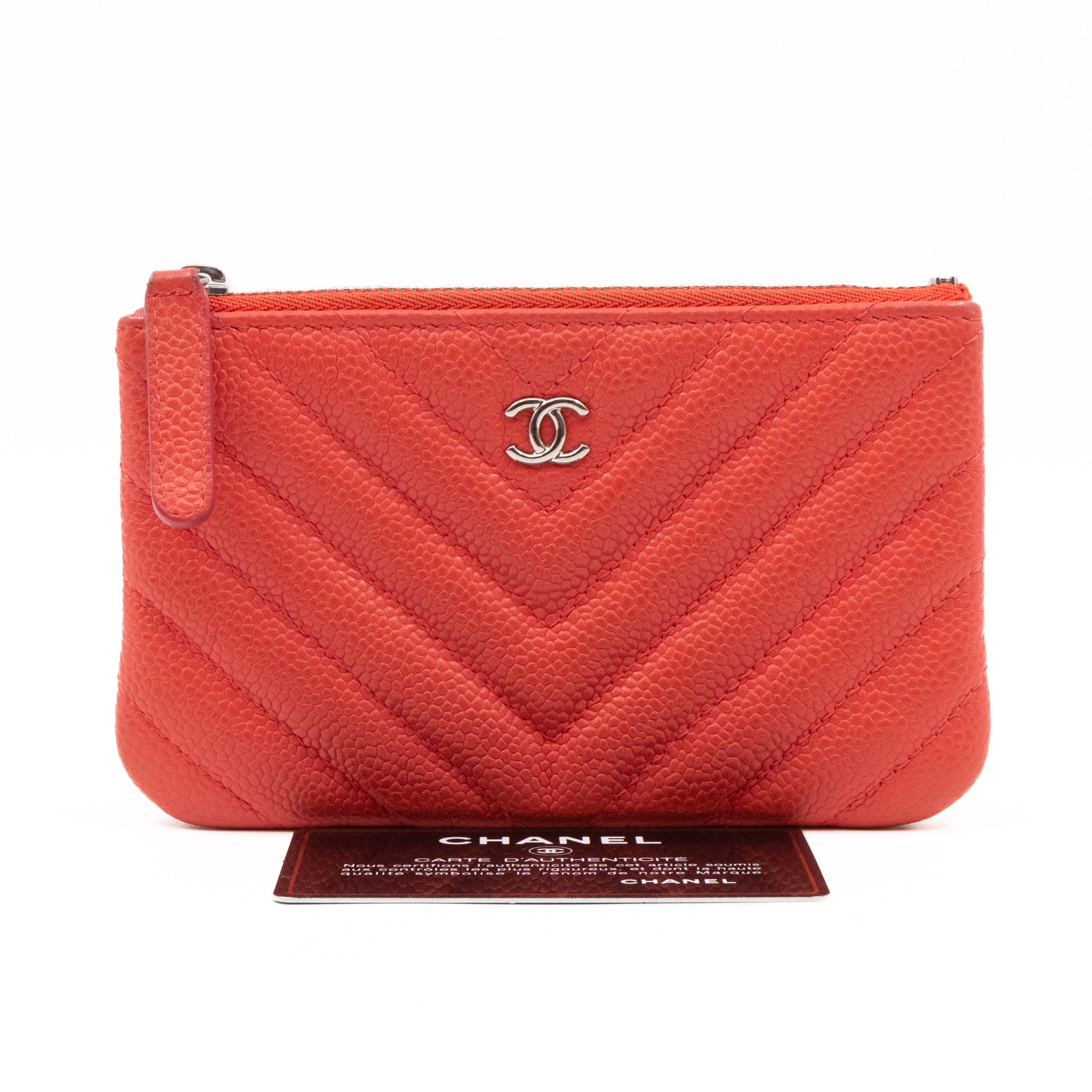 Chanel Chanel Classic Mini O Case Coral Caviar Leather Chevron