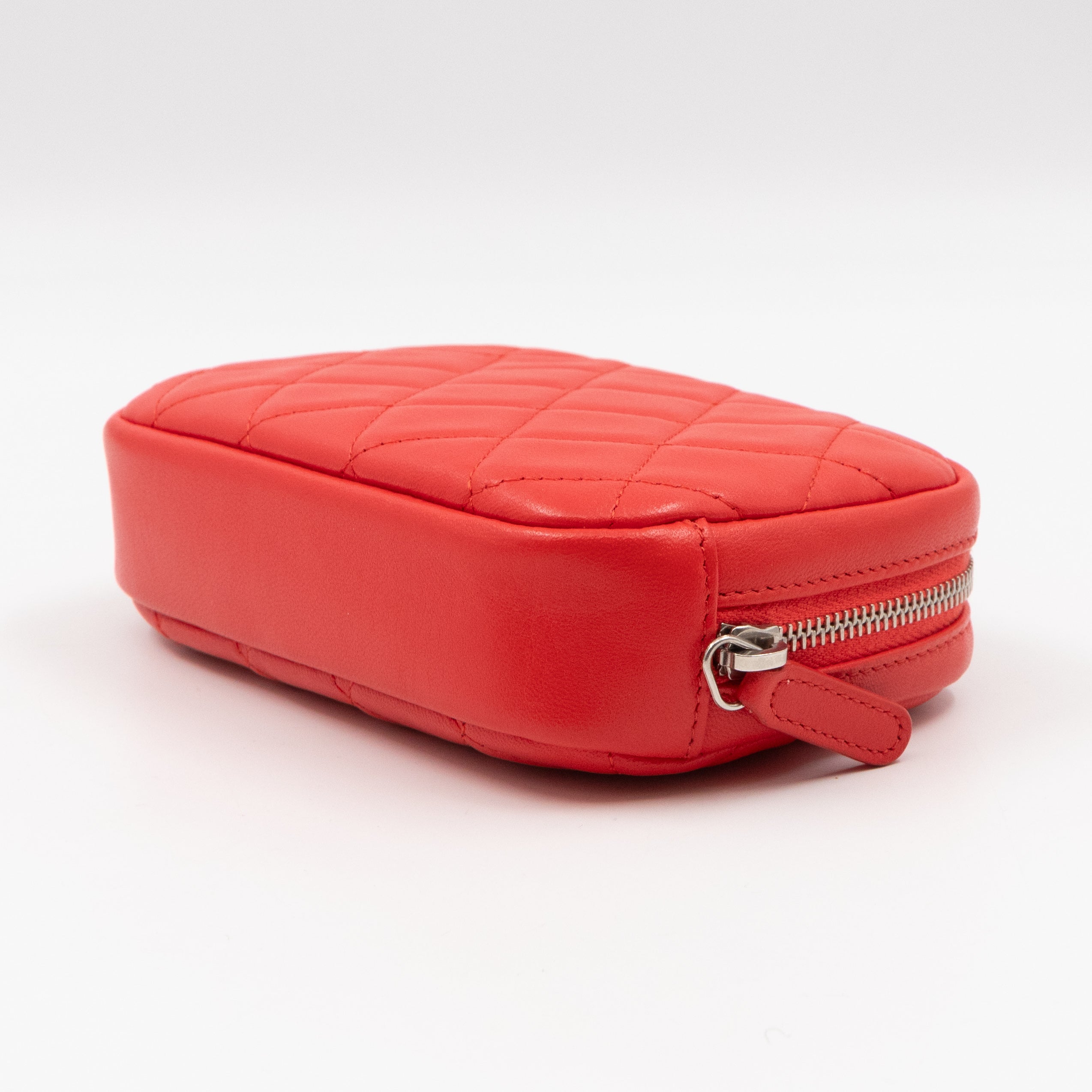 Curvy Pouch Cosmetic Case Coral Leather