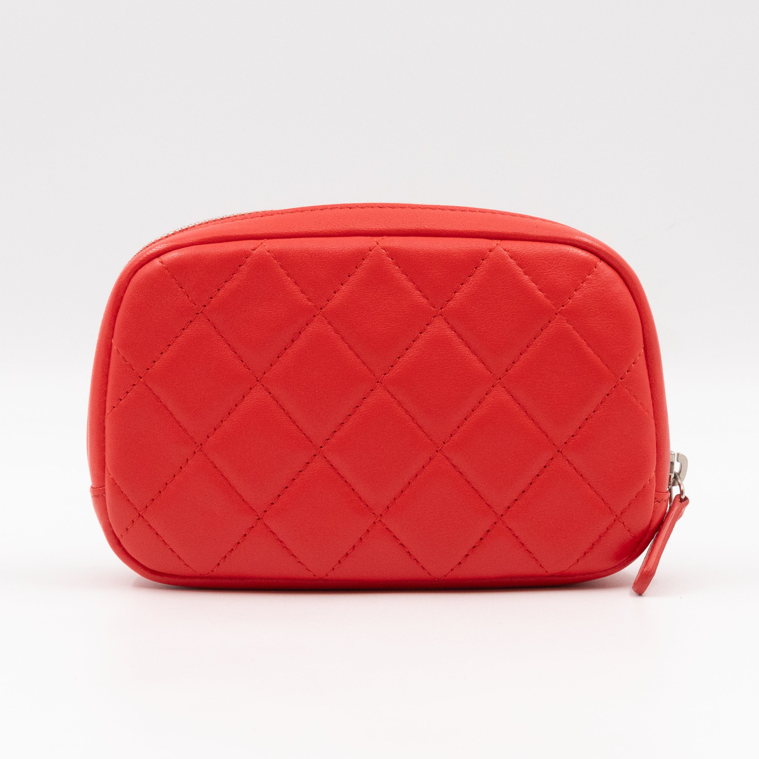 Curvy Pouch Cosmetic Case Coral Leather