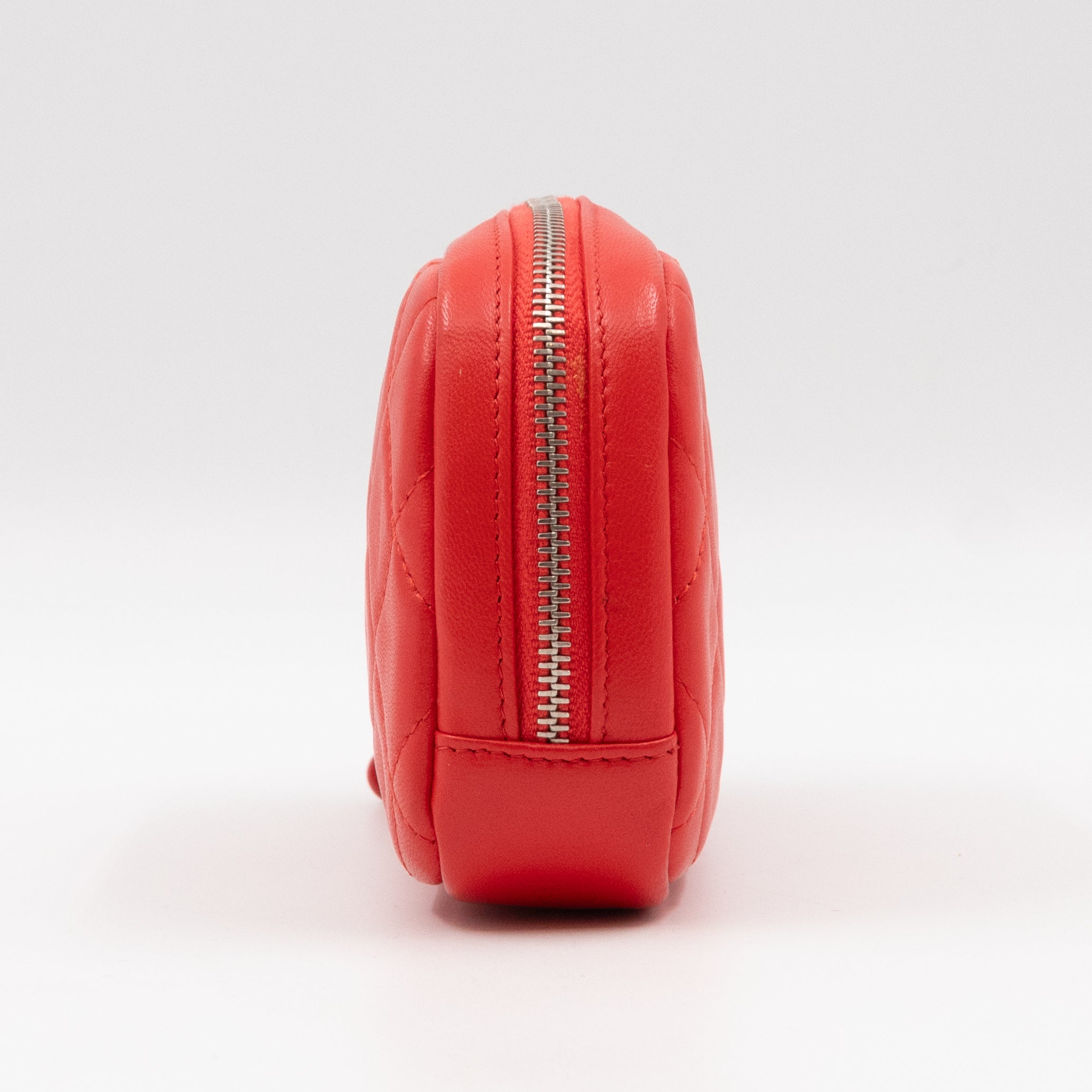 Curvy Pouch Cosmetic Case Coral Leather