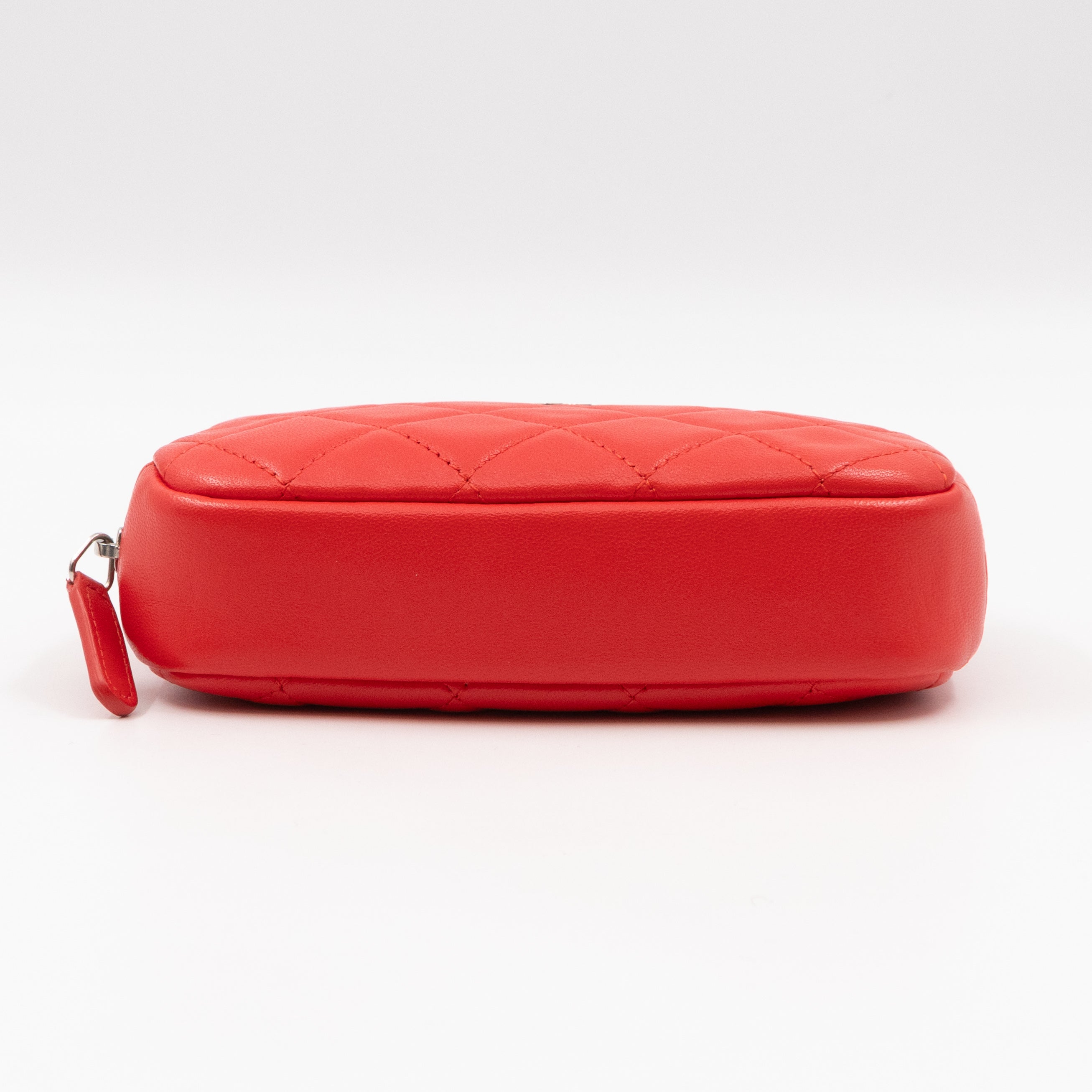 Curvy Pouch Cosmetic Case Coral Leather