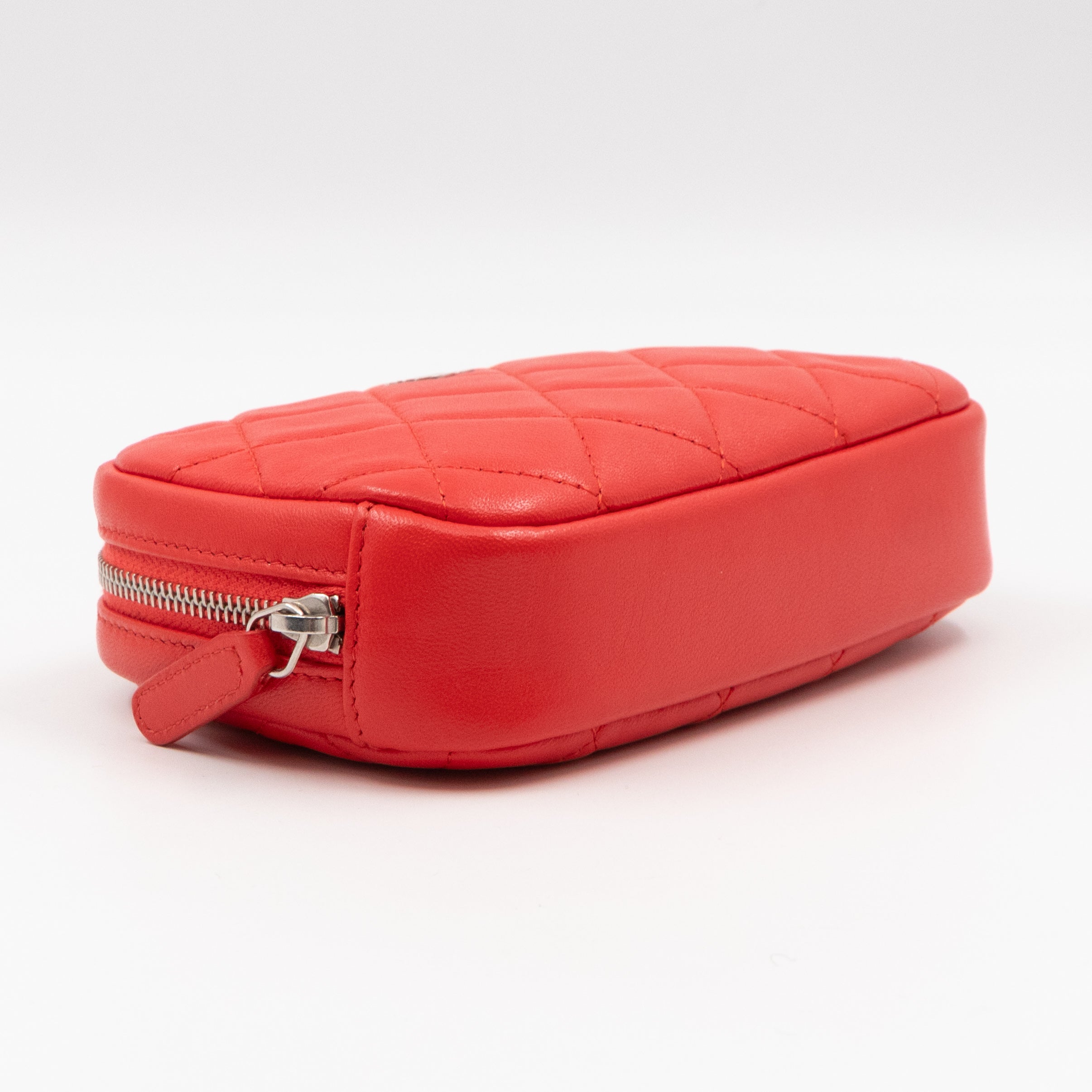 Curvy Pouch Cosmetic Case Coral Leather
